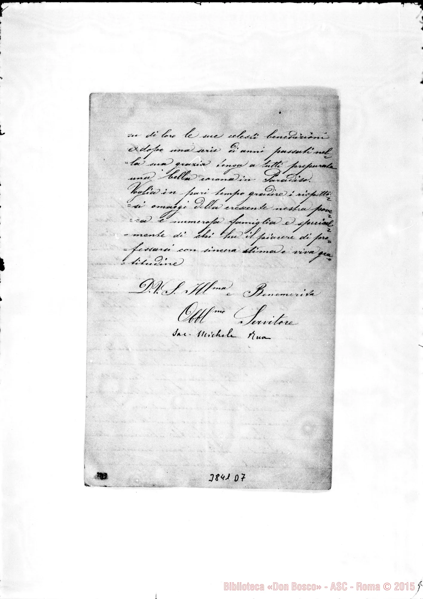 Fotogramma D 7 — « Ill.mo Signore Torino, 6-04-1890