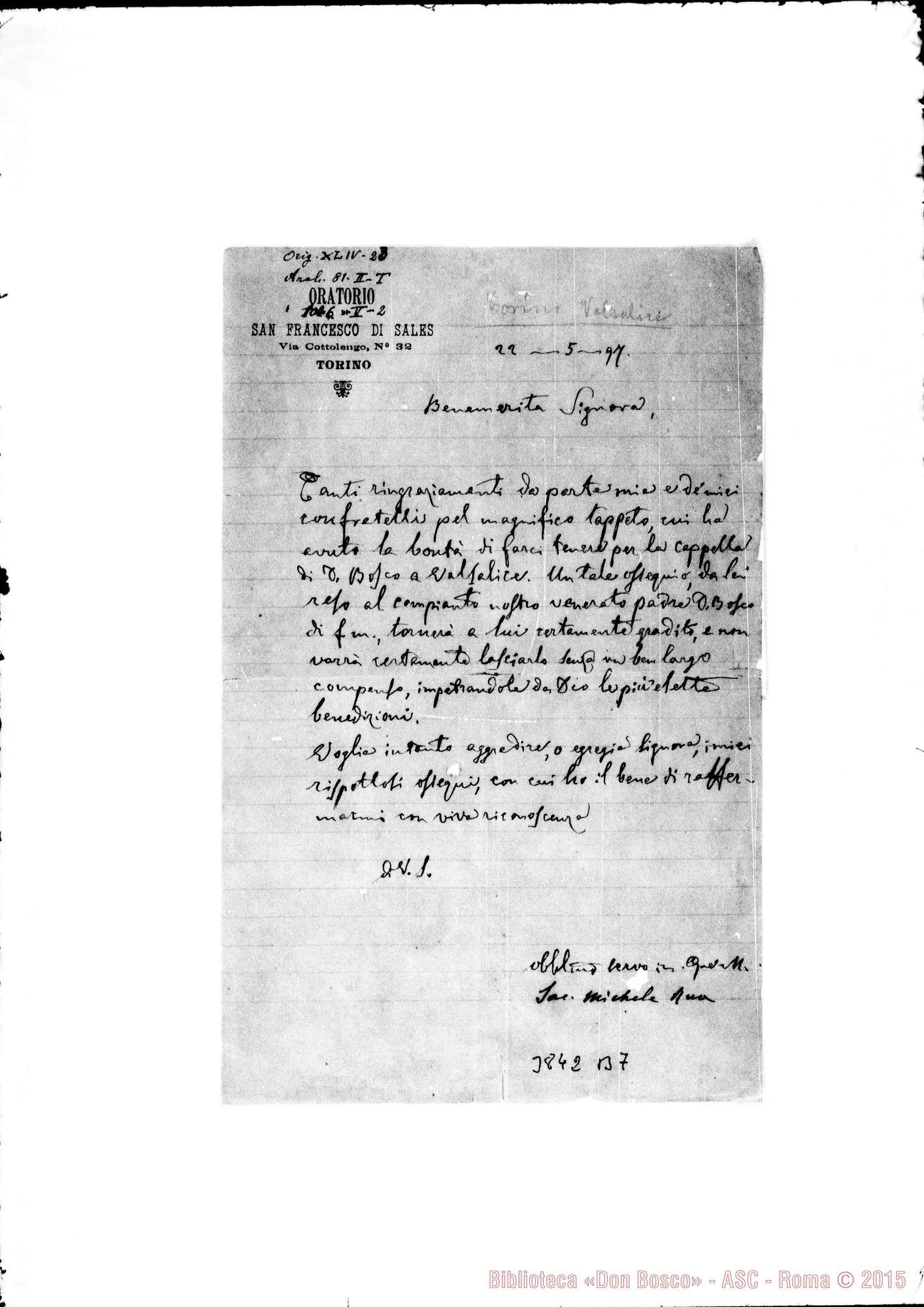 Fotogramma B 7 — « Ben.ta Sig.ra Torino, 22-05-1897
