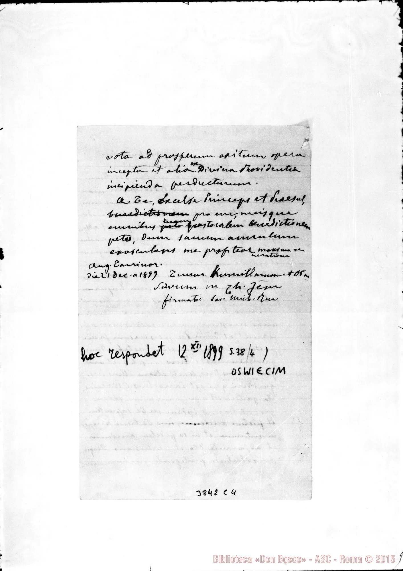 Fotogramma C 4 — « Rev.mus Praesul Torino, 21-12-1899