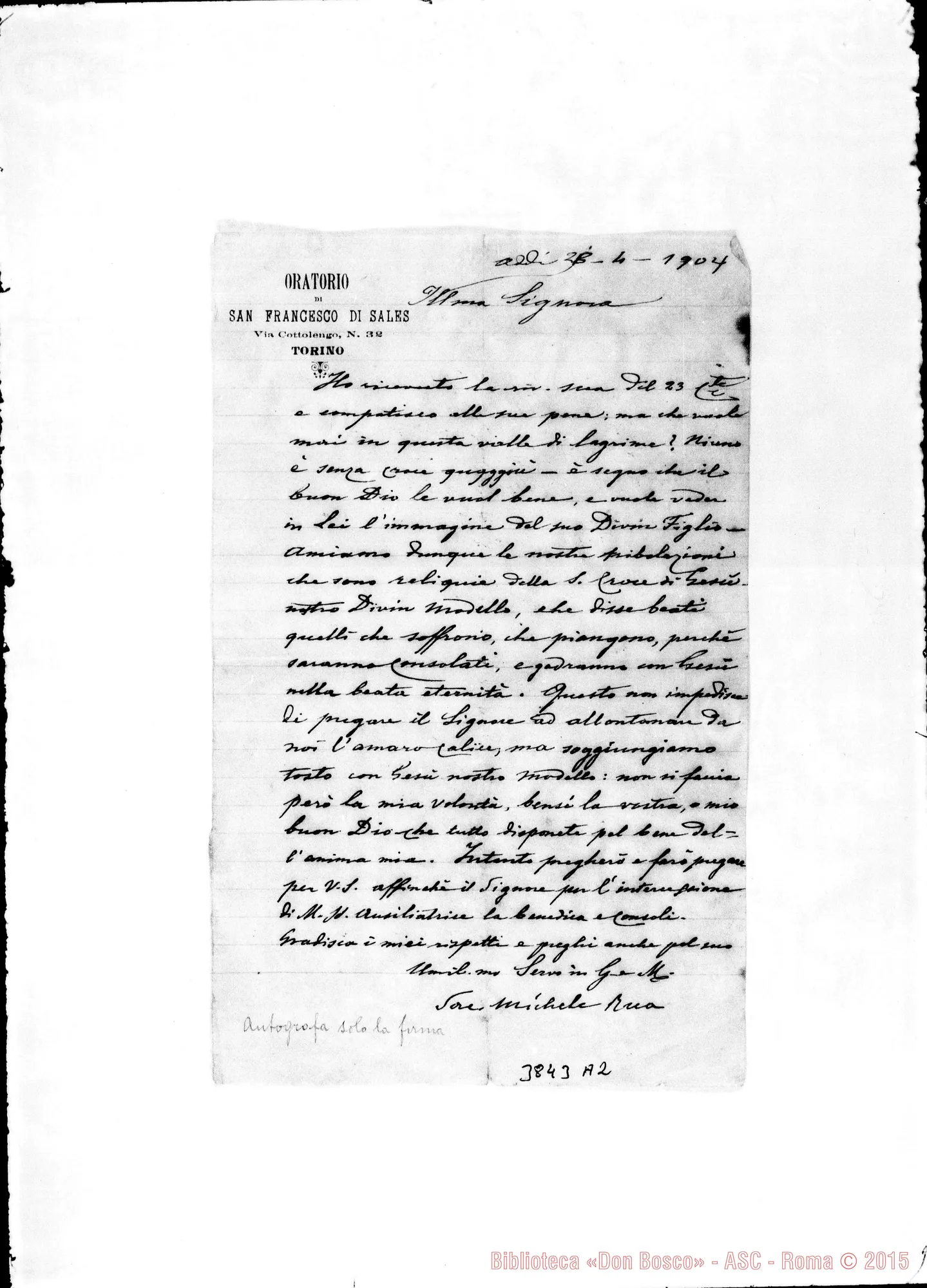 Fotogramma A 2 — « Ill.ma Signora Torino, 28-04-1904