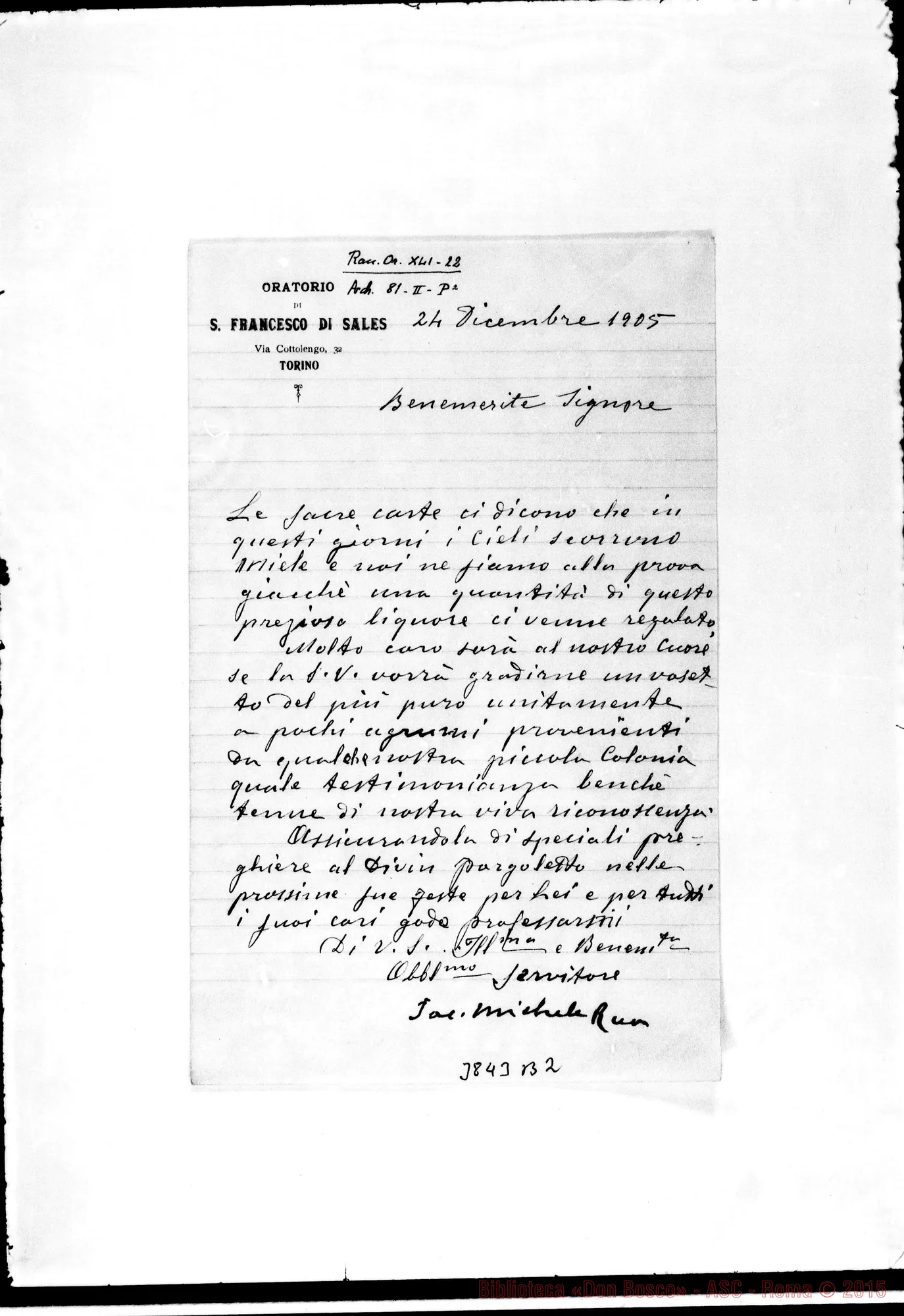Fotogramma B 2 — « Benemerito Sig. Torino, 24-12-1905