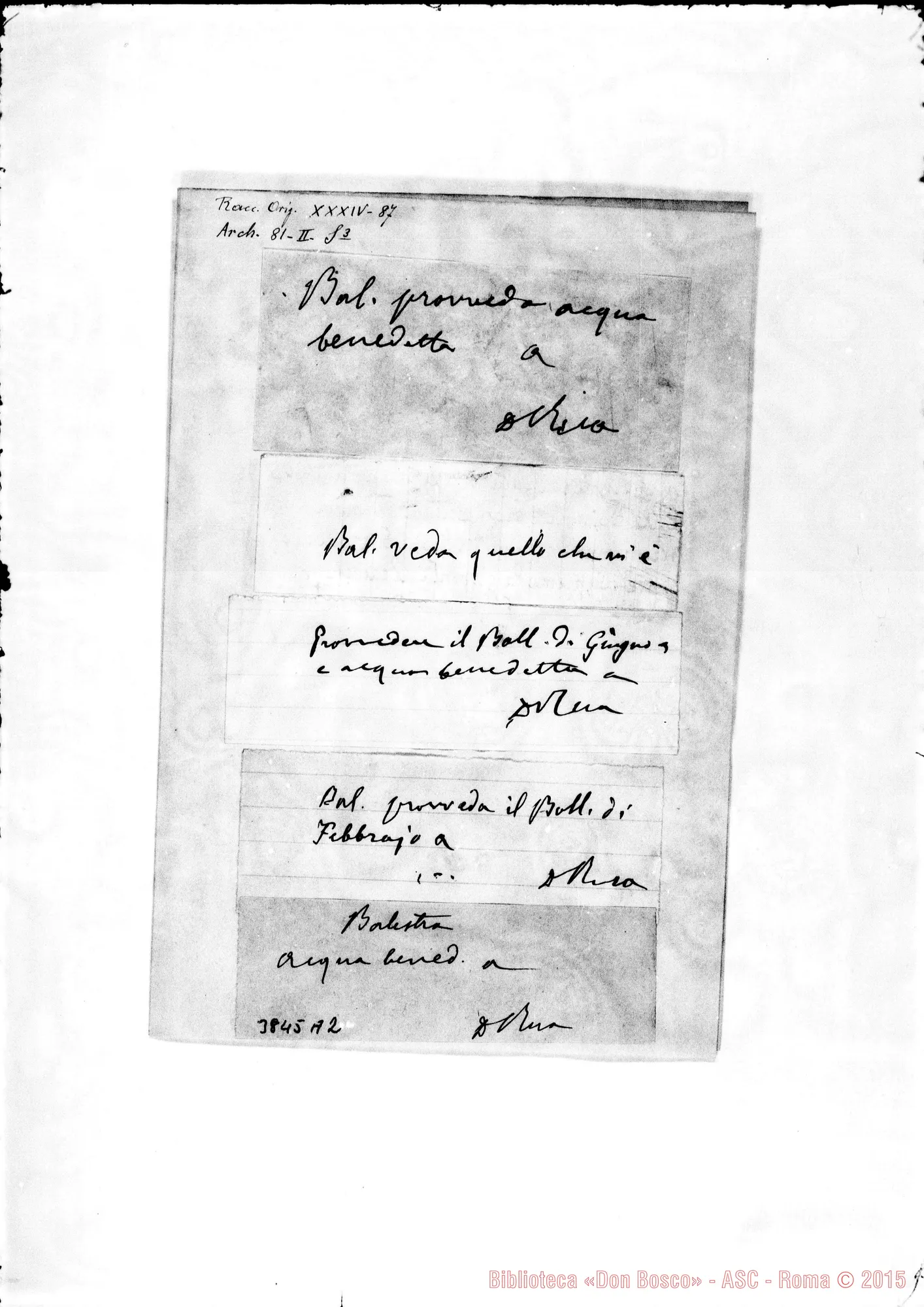 Fotogramma A 2 — Balestra Giuseppe, coad. SDB. Raccolta di bigliettini autogr. senza data