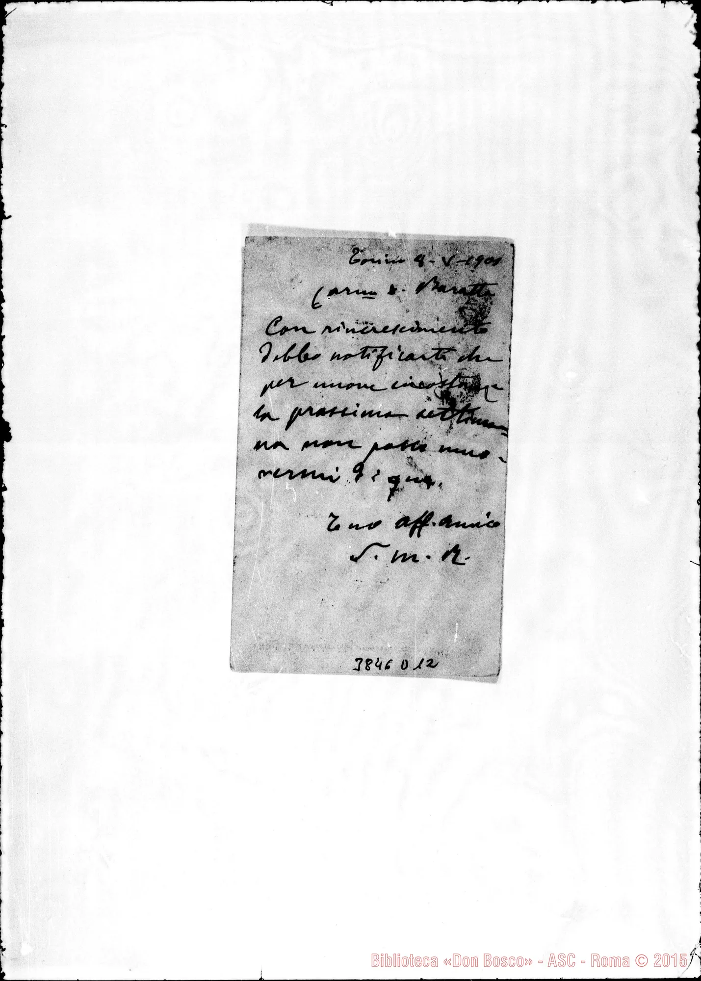 Fotogramma D 12 — « « Torino, 8-05-1901 Cartolina