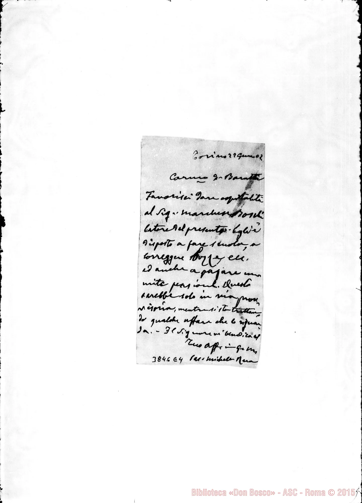 Fotogramma E 4 — « « Torino, 22-01-1902 All. cartolina di D. Ubaldi