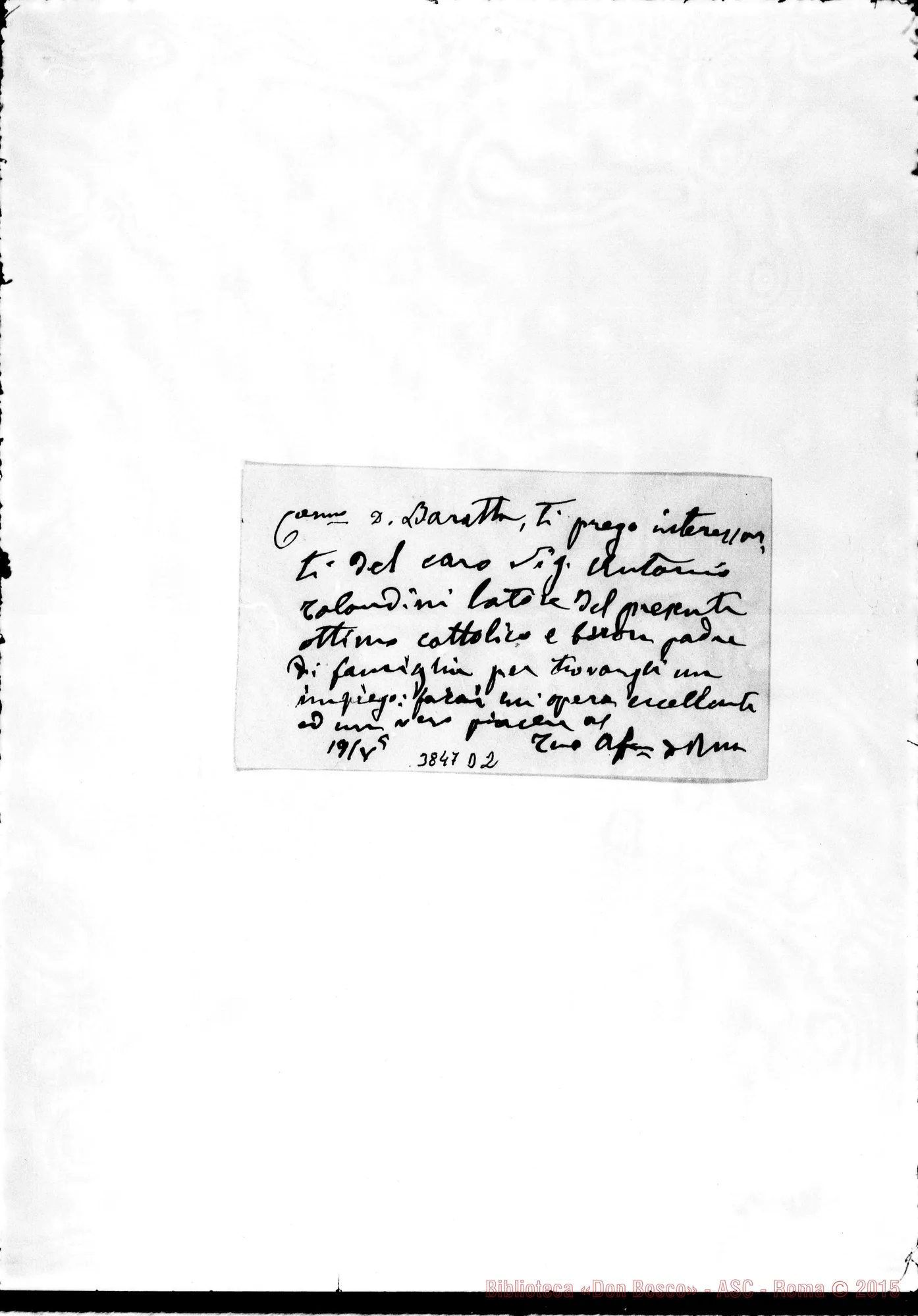 Fotogramma D 2 — « « s.d. Bigliettini con note A D. Baratta