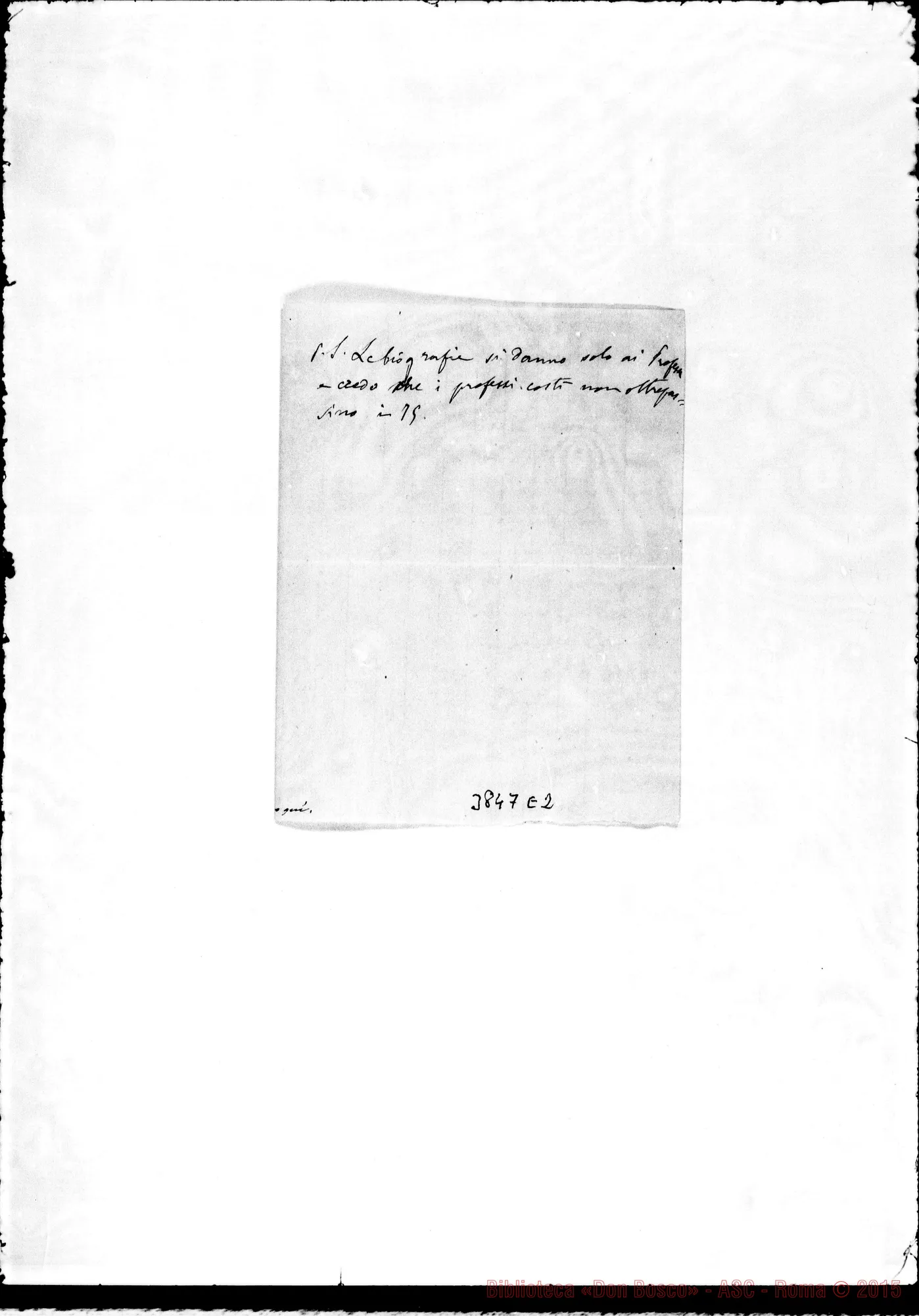 Fotogramma E 2 — « « s.l. s.d. Biglietto