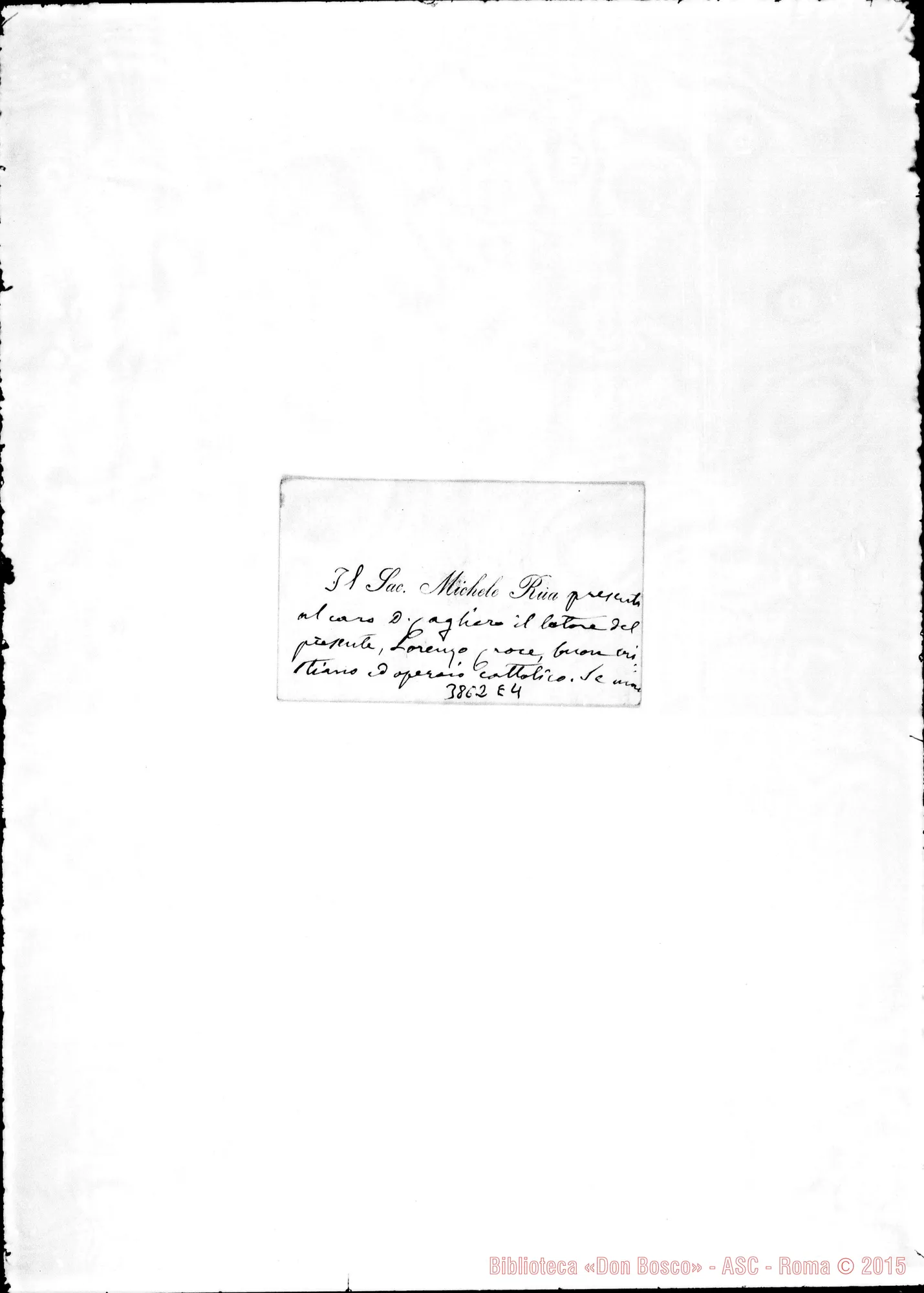 Fotogramma E 4 — « « Torino, 8-08-1890 Biglietto da visita
