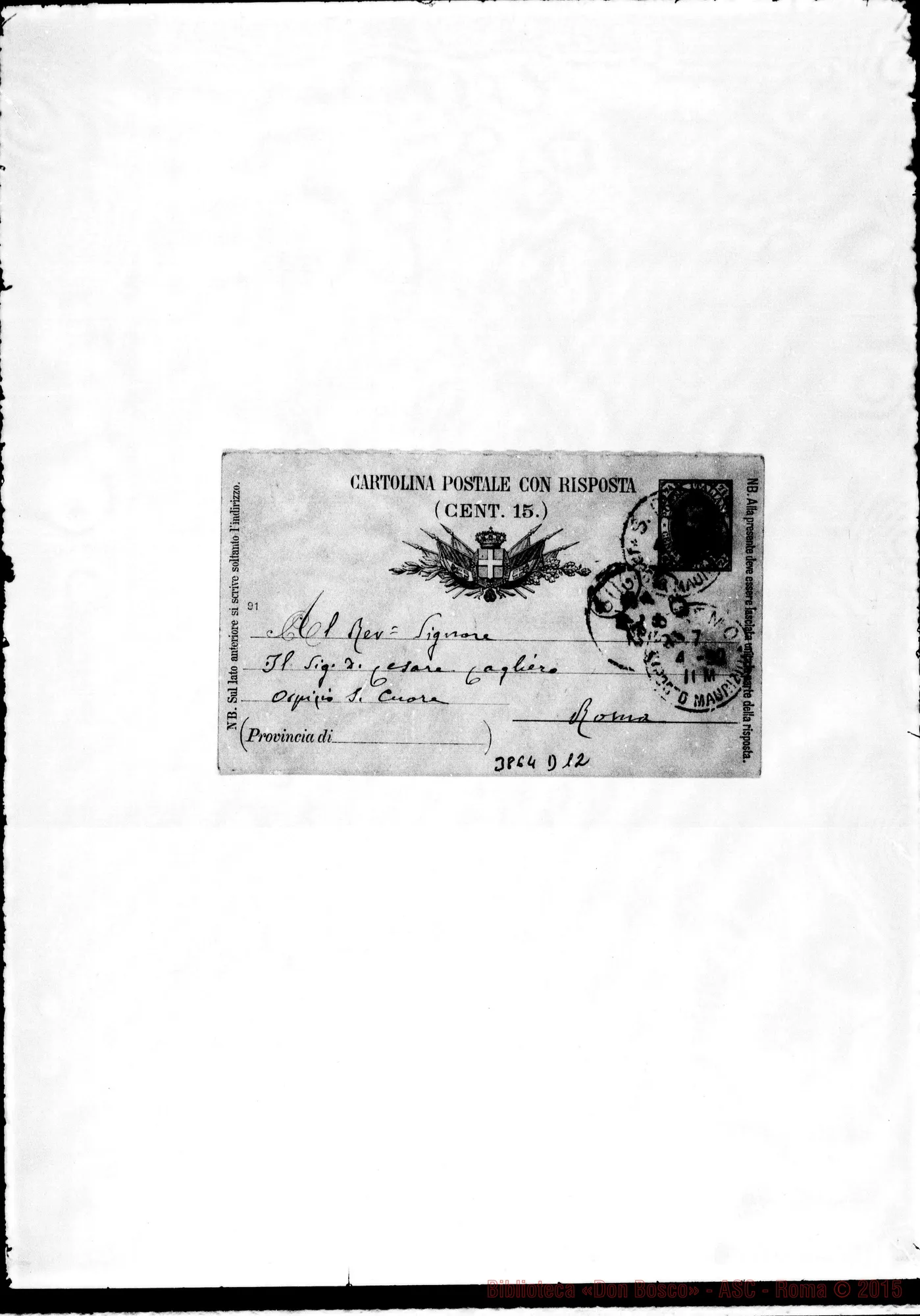 Fotogramma D 12 — « « Sanremo, 7-04-1892 Cartolina
