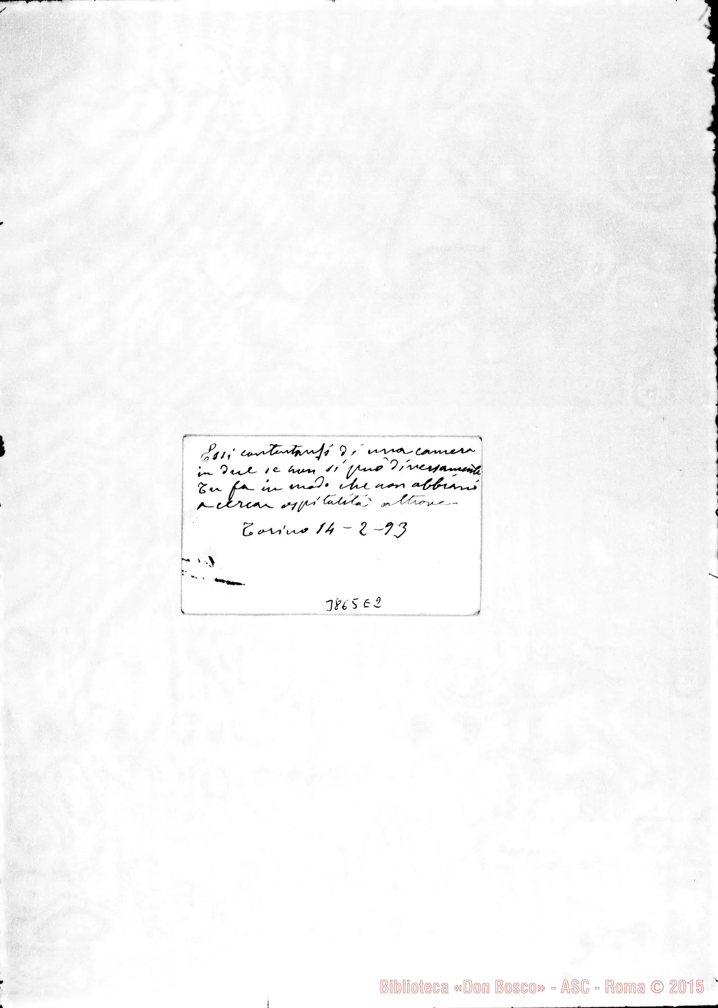 Fotogramma E 2 — « « Torino, 14-02-1893 Biglietto da visita
