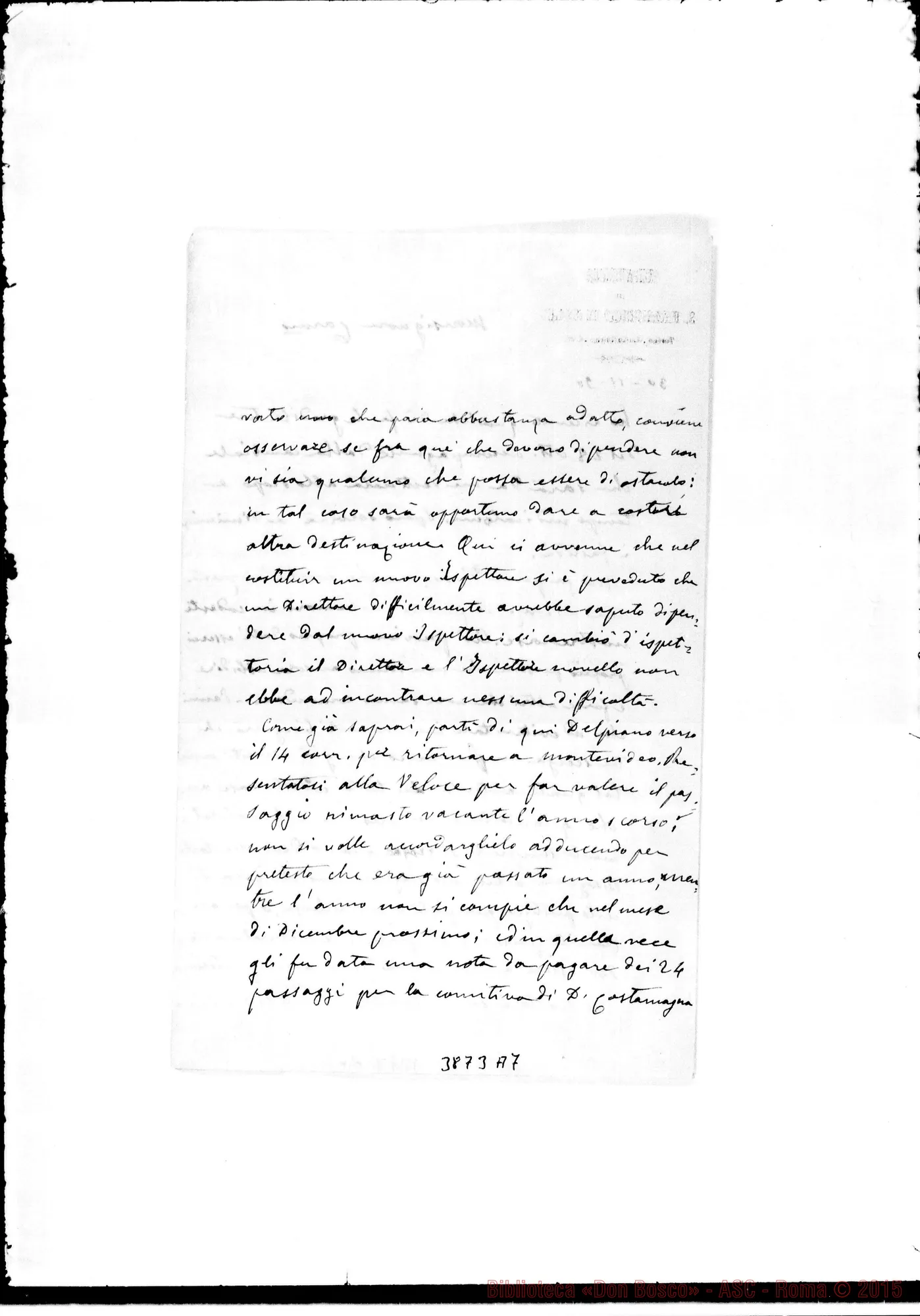 Fotogramma A 7 — Cagliero Giovanni, mons. Torino, 30-11-1890
