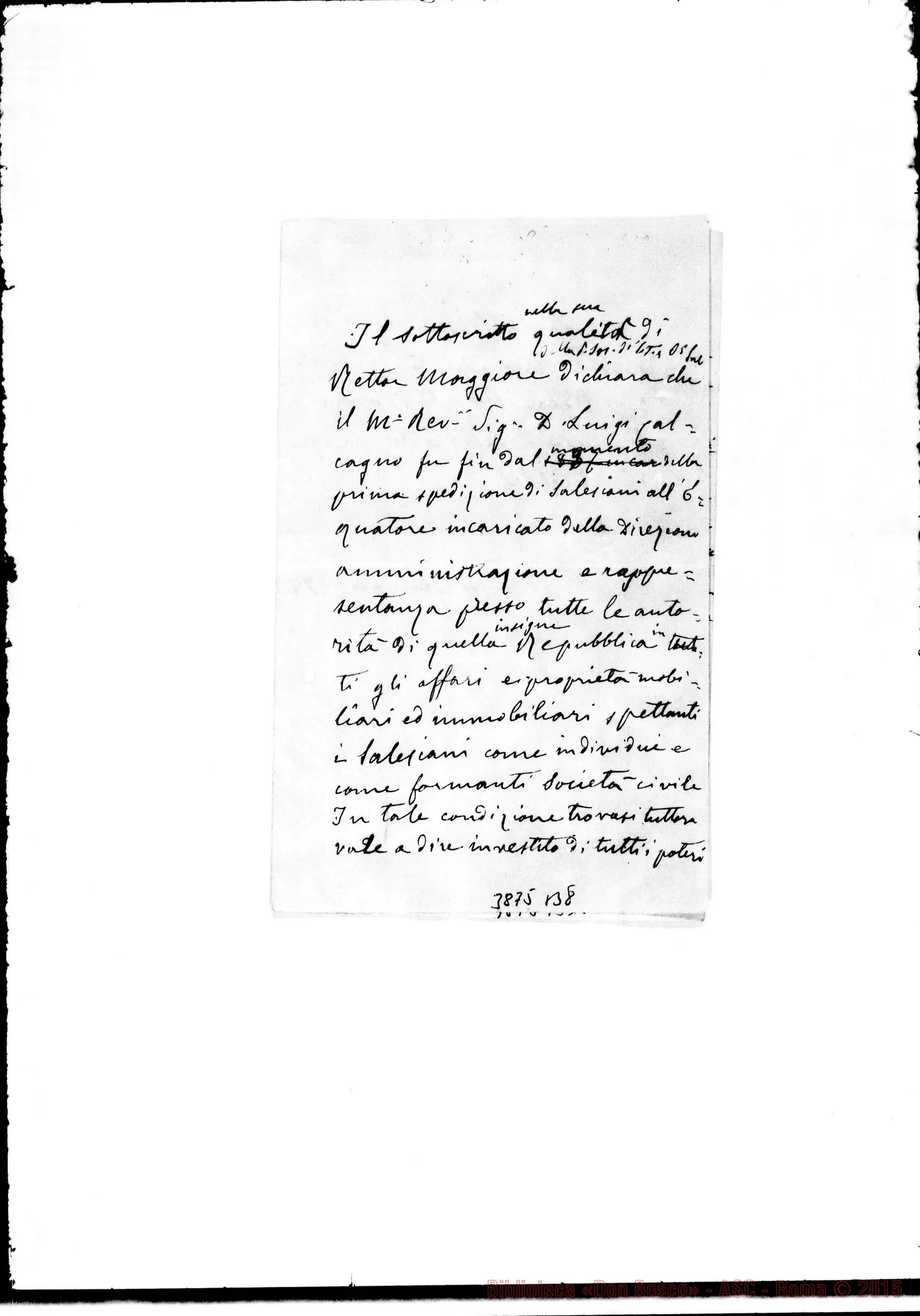 Fotogramma B 8 — Calcagno Luigi, SDB Torino, 14-01-1898