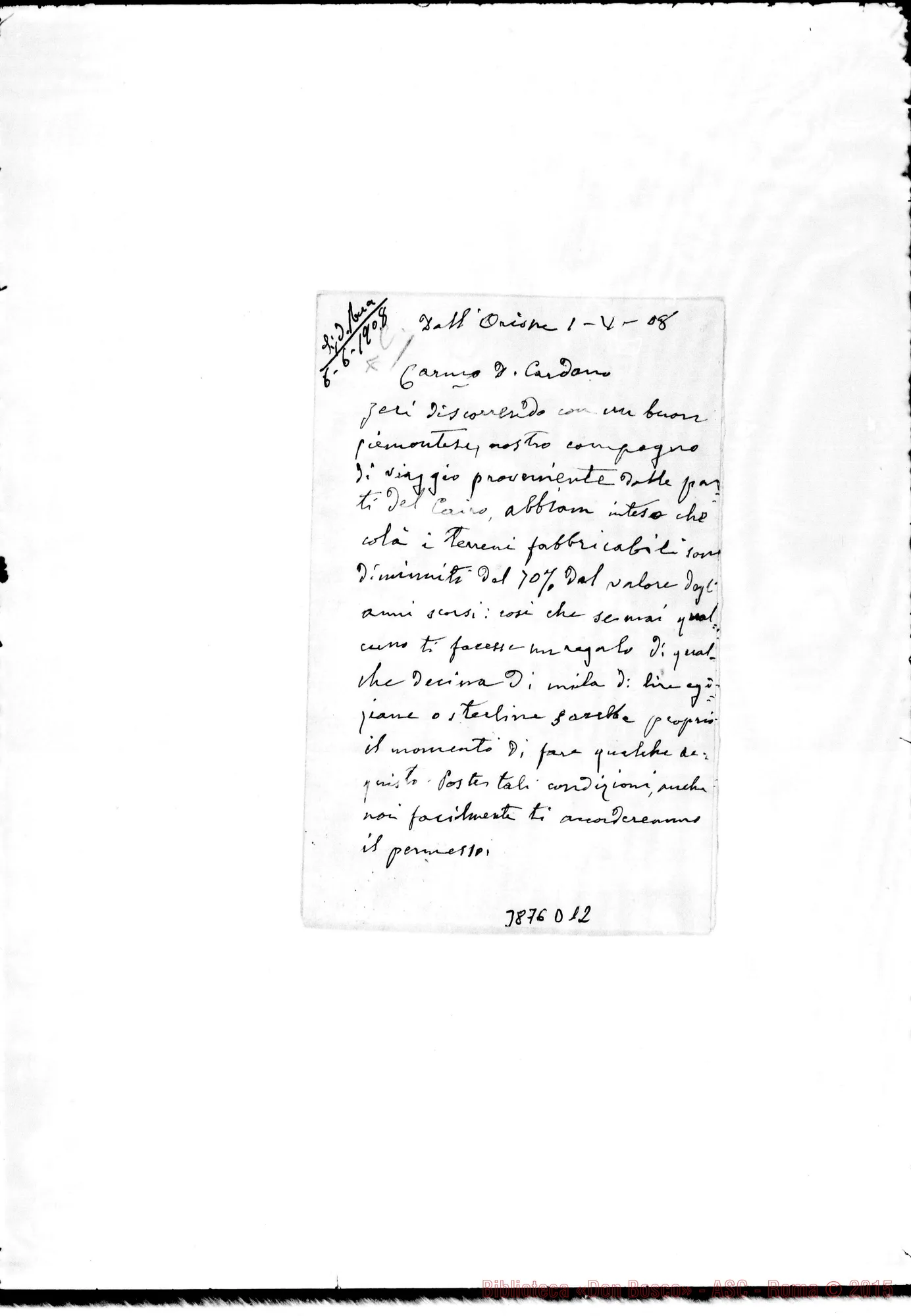 Fotogramma D 12 — « « Dall’»Orione», 1-05-1908