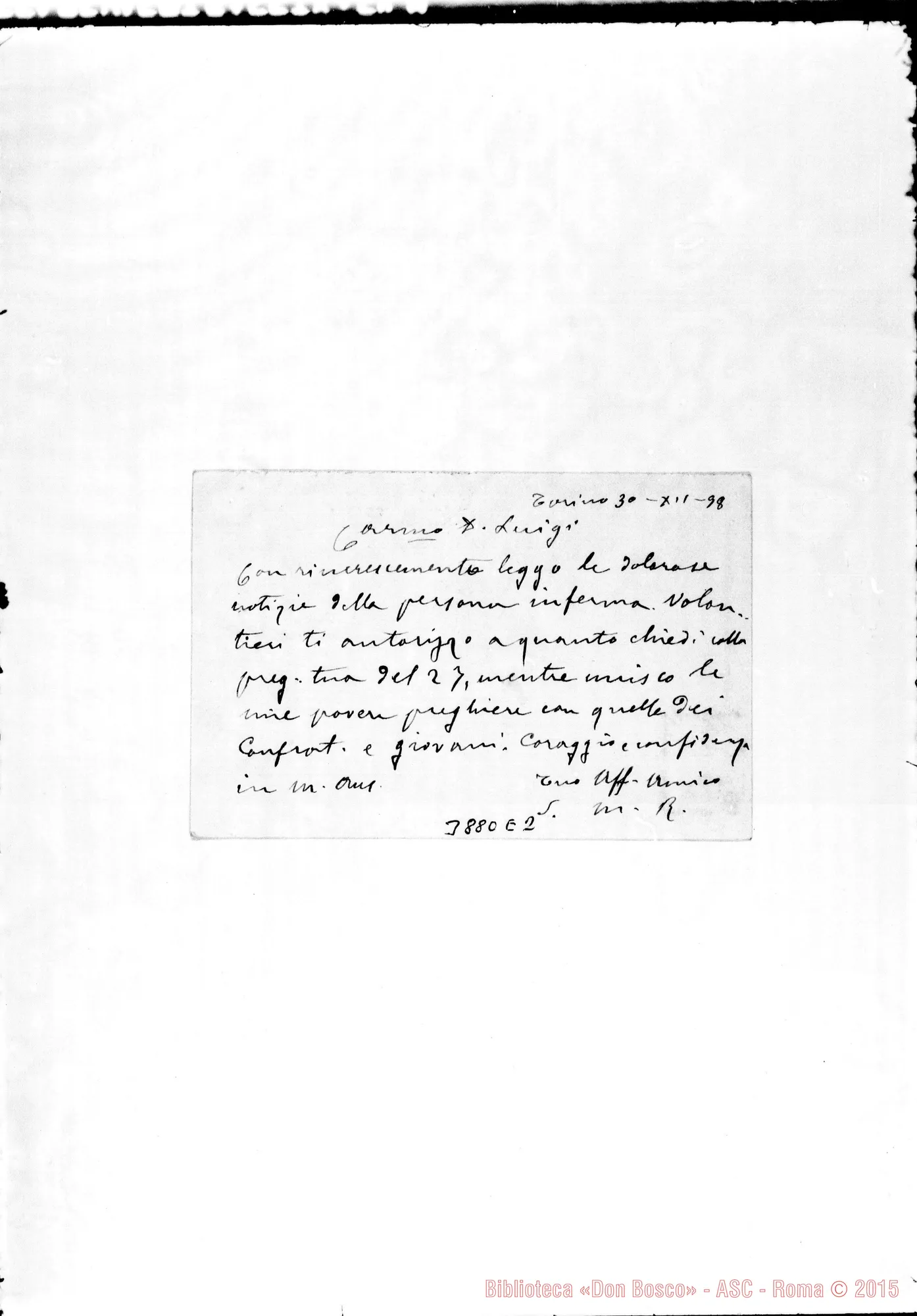 Fotogramma E 2 — « « Torino, 30-12-1898 Cartolina