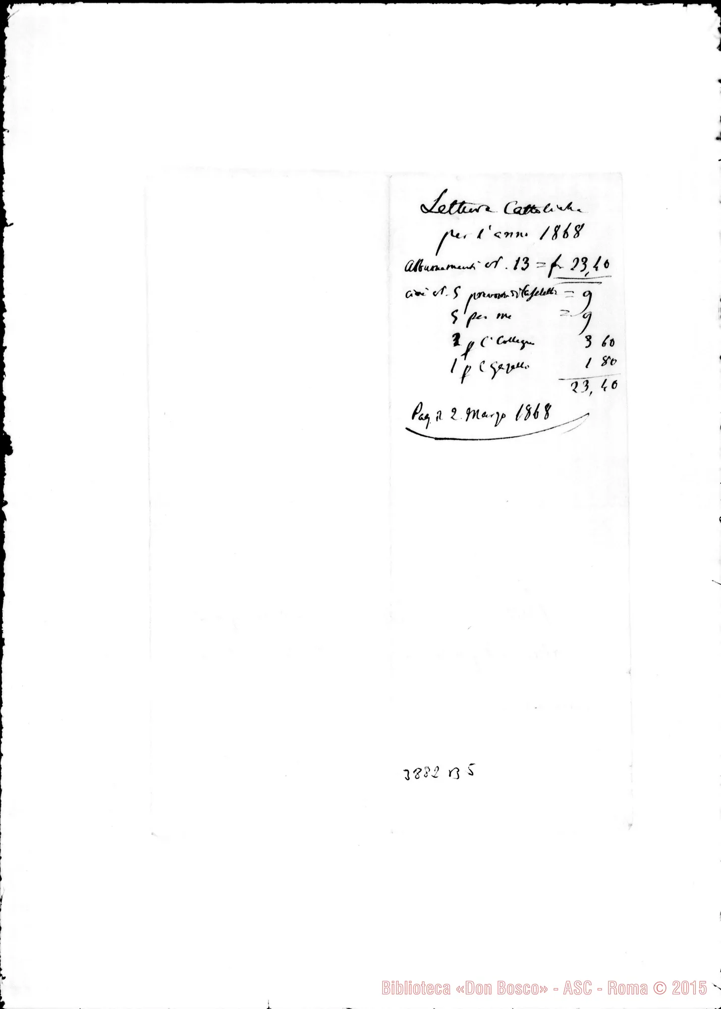 Fotogramma B 5 — Cays Carlo, SDB Torino, 2-03-1868