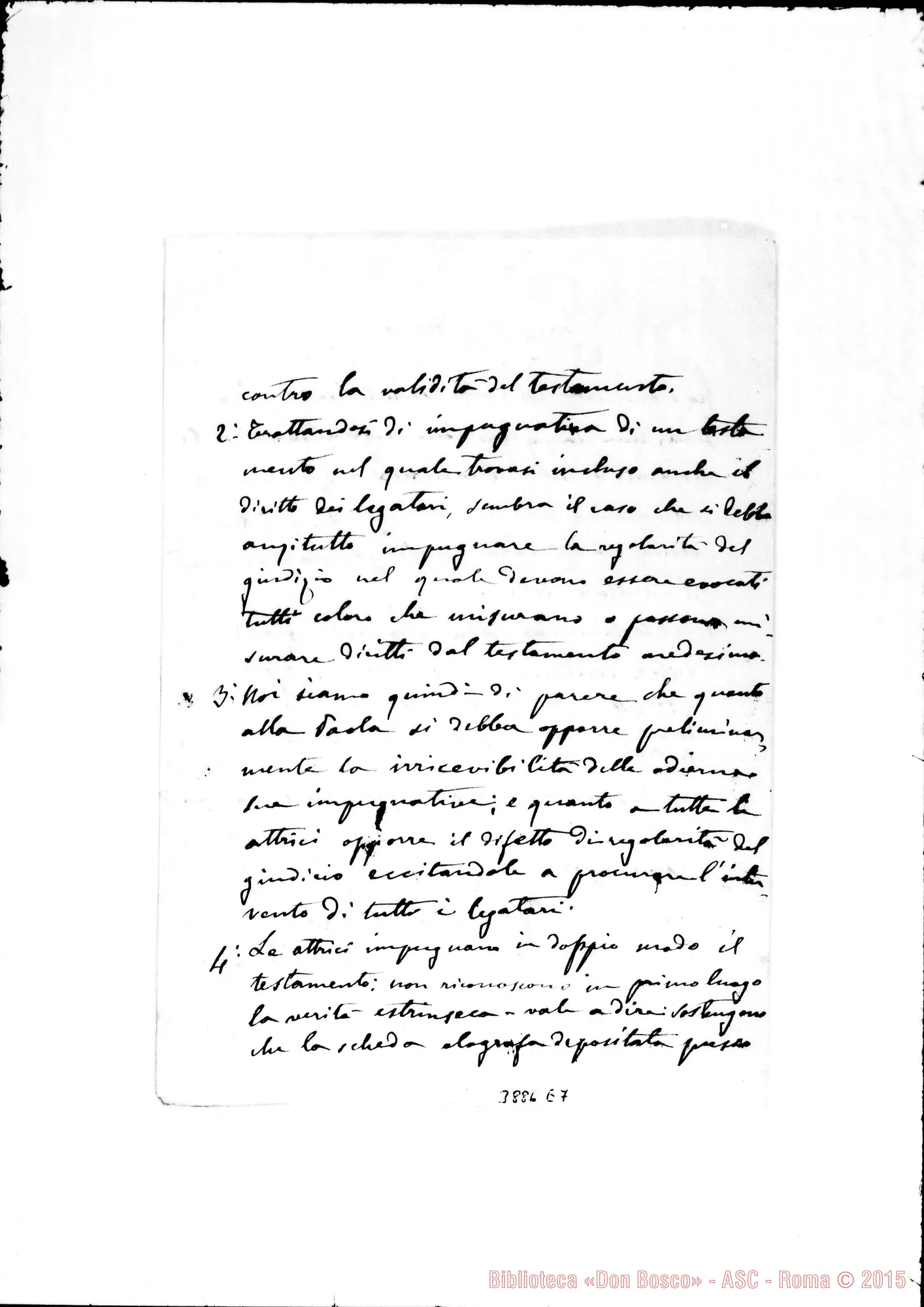 Fotogramma E 7 — « « Torino, 3-05-1884 All. foglio con quesiti relativi alla successione Biancheri