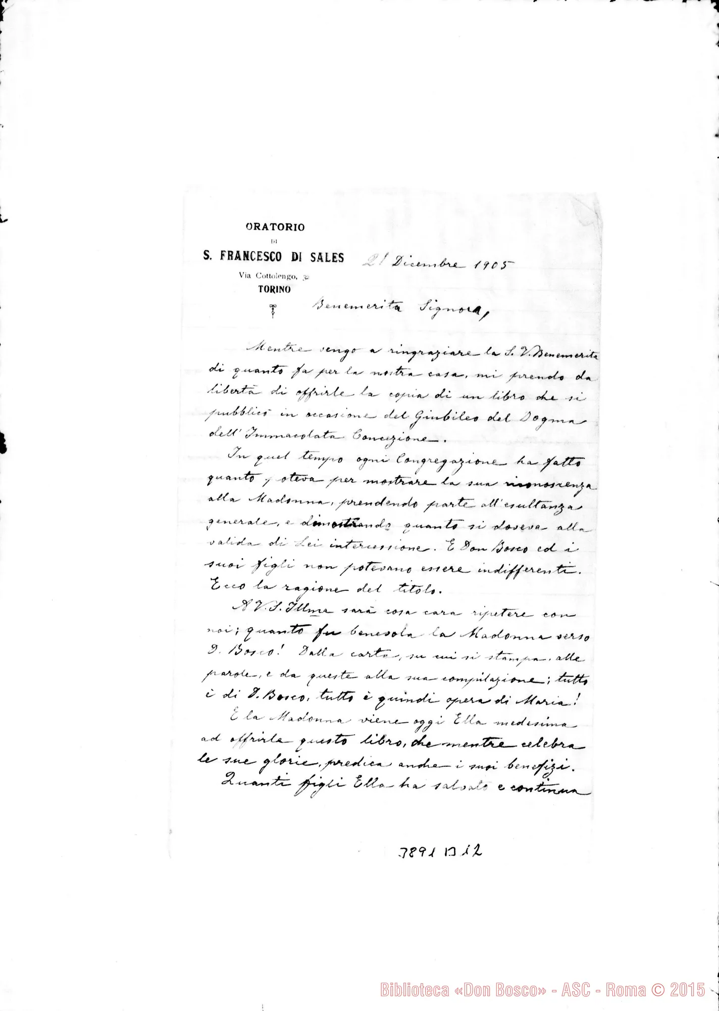 Fotogramma B 12 — Contro Antonietta, sig.ra Torino, 21-12-1905