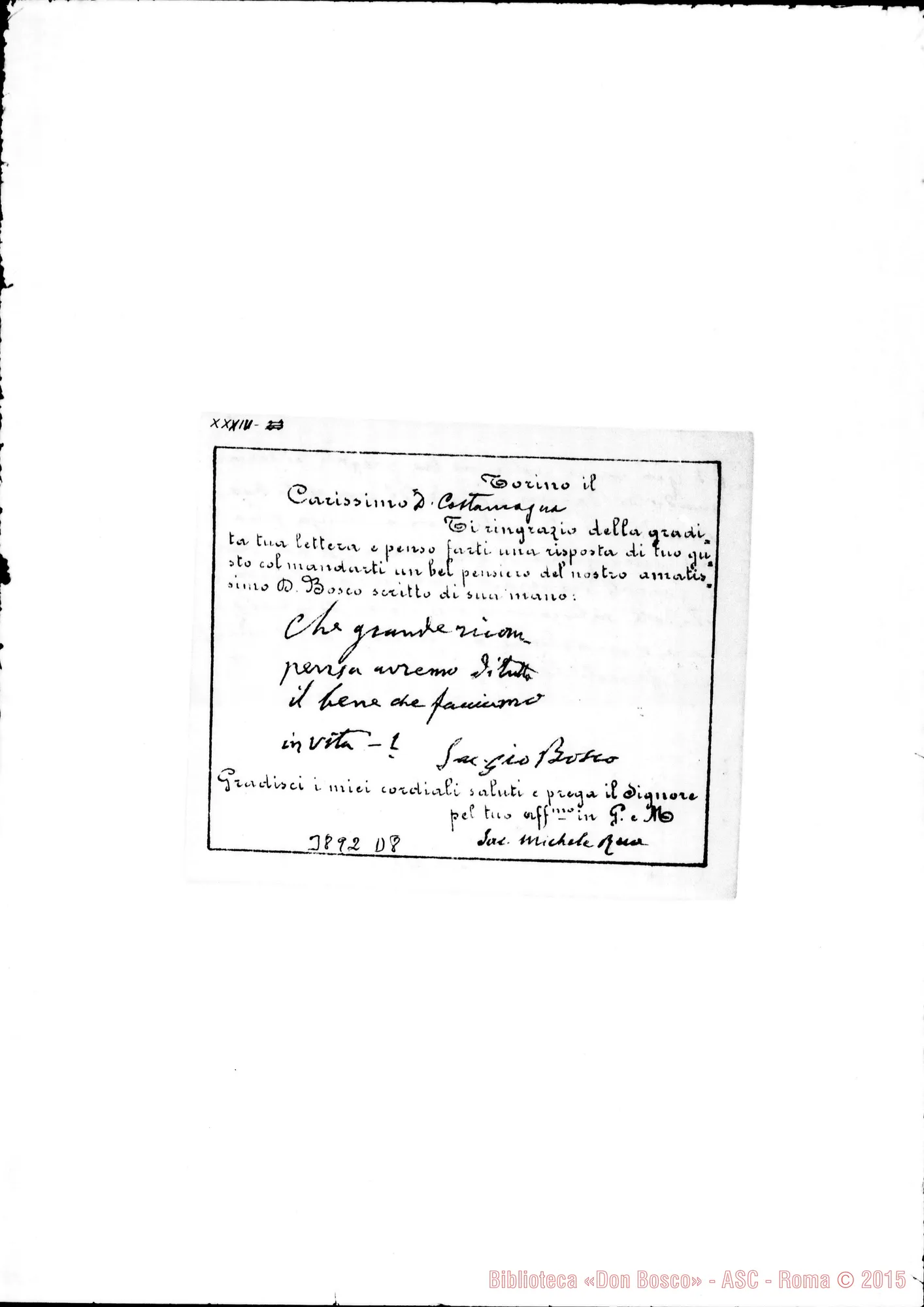 Fotogramma D 8 — Costamagna Giacomo, vesc. Torino, senza data