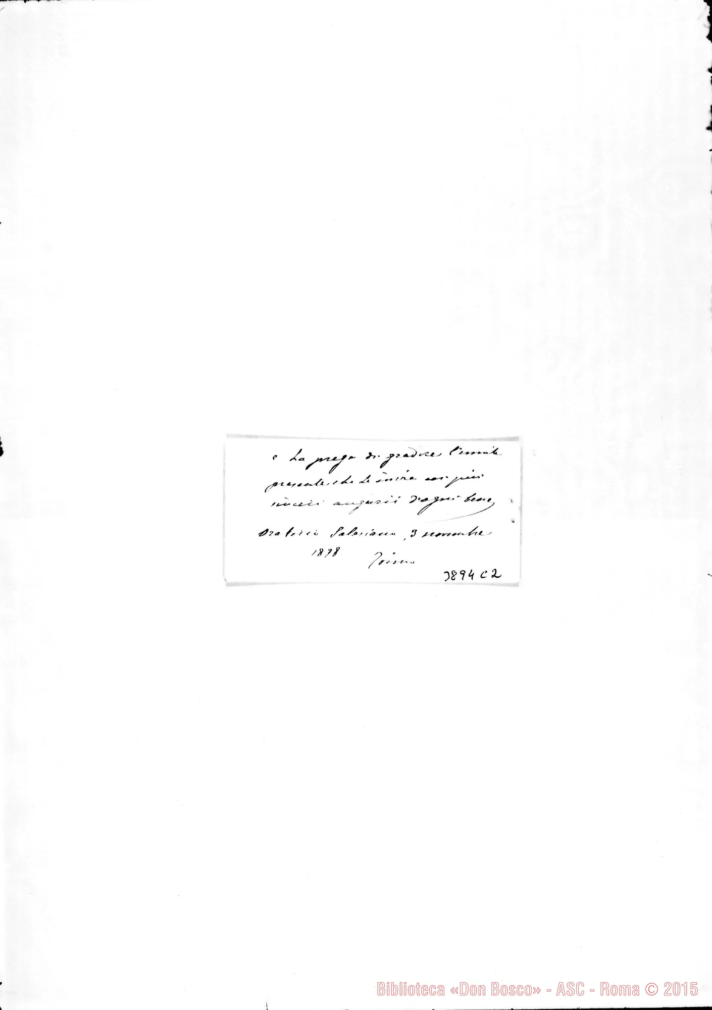 Fotogramma C 2 — « « « Torino, 3-11-1898 Biglietto da visita