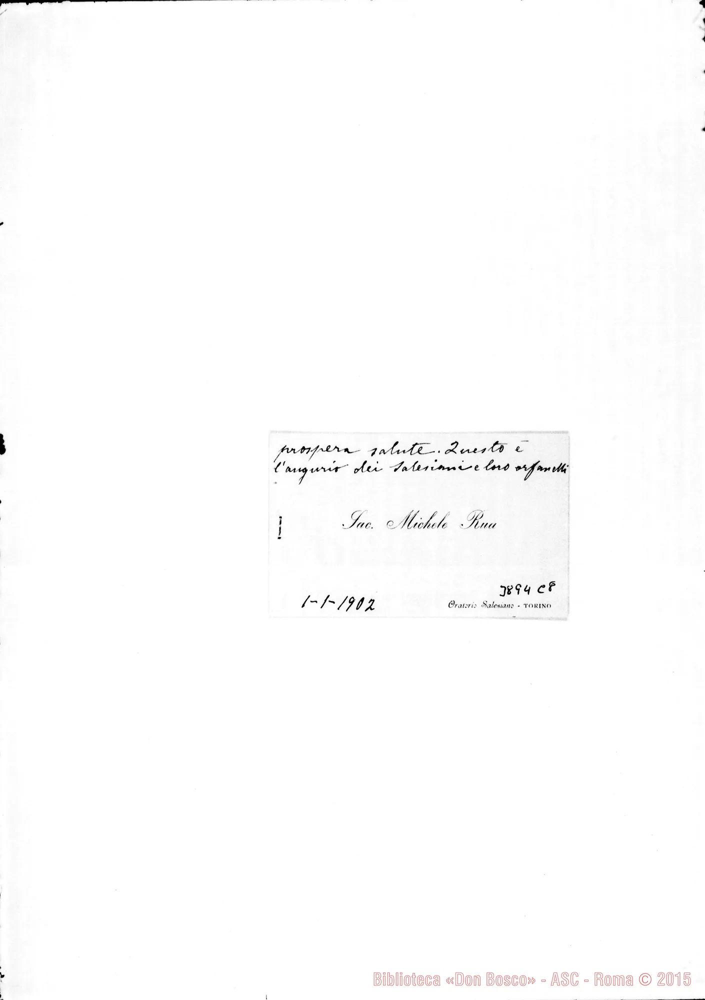 Fotogramma C 8 — « « « Torino, 1-01-1902 Biglietto da visita