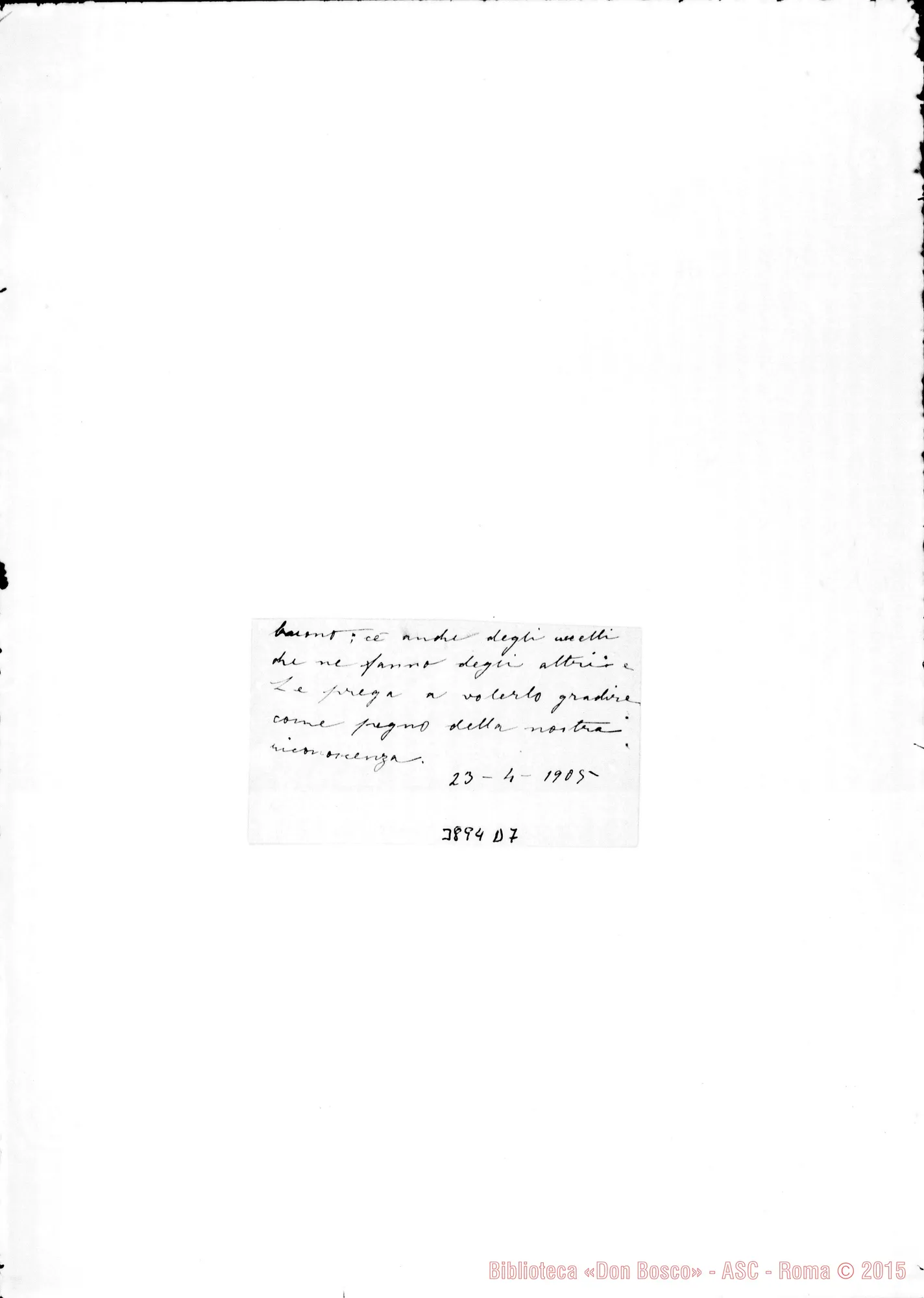 Fotogramma D 7 — « « « Torino, 23-04-1905 Biglietto da vìsita