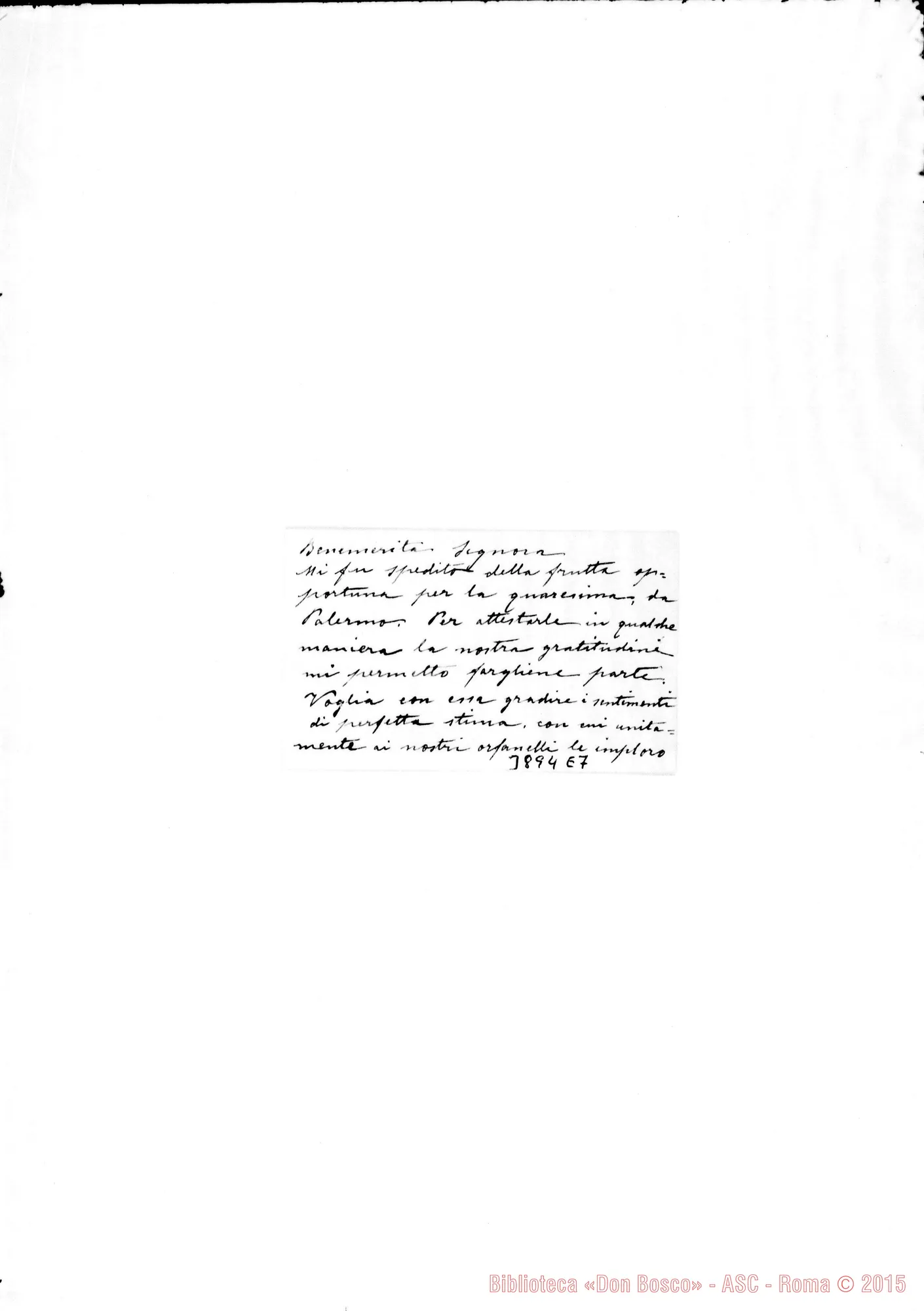 Fotogramma E 7 — « « « Torino, 13-02-1907 Biglietto da visita