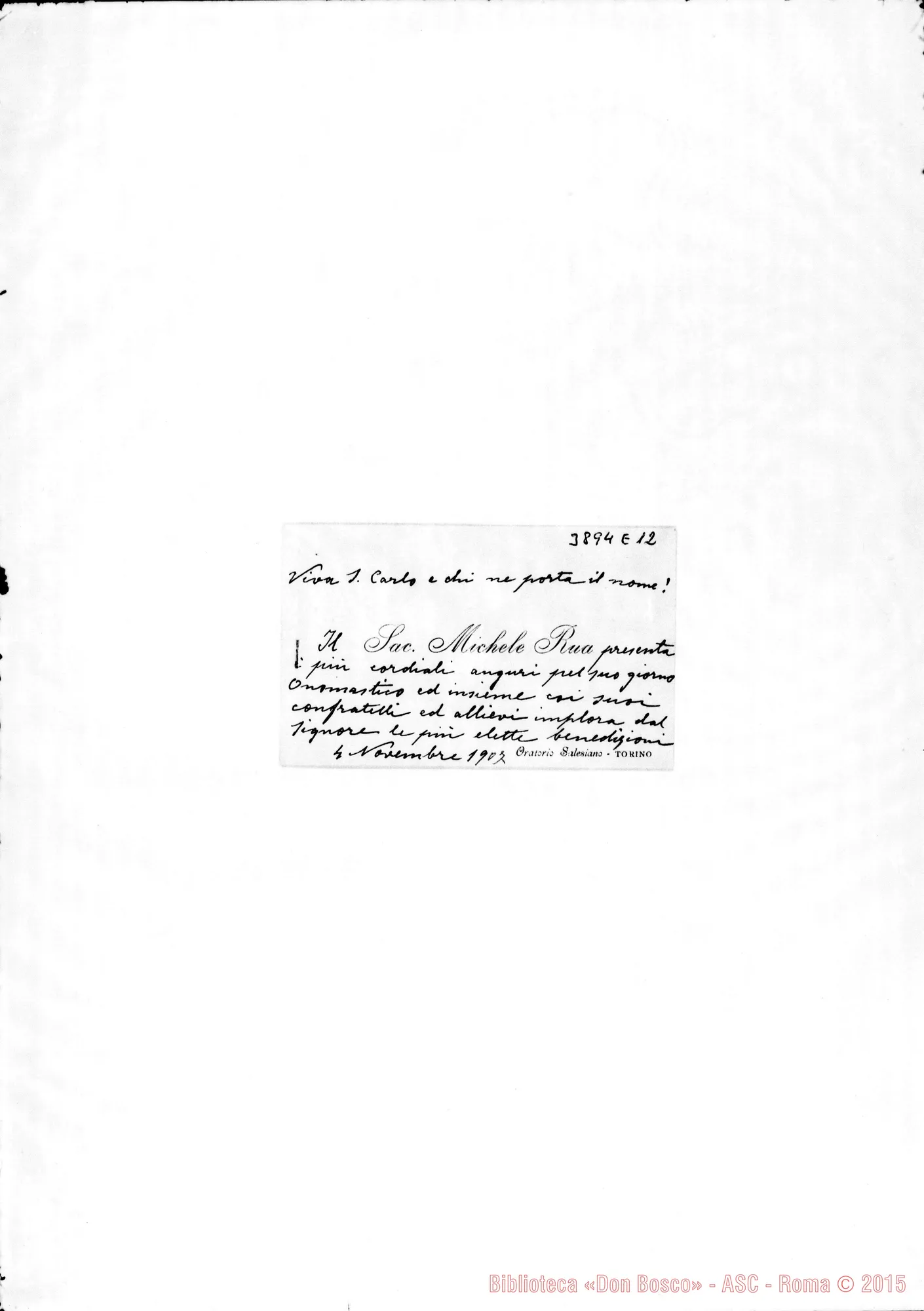 Fotogramma E 12 — « « « Torino, 4-11-1907 Biglietto da visita