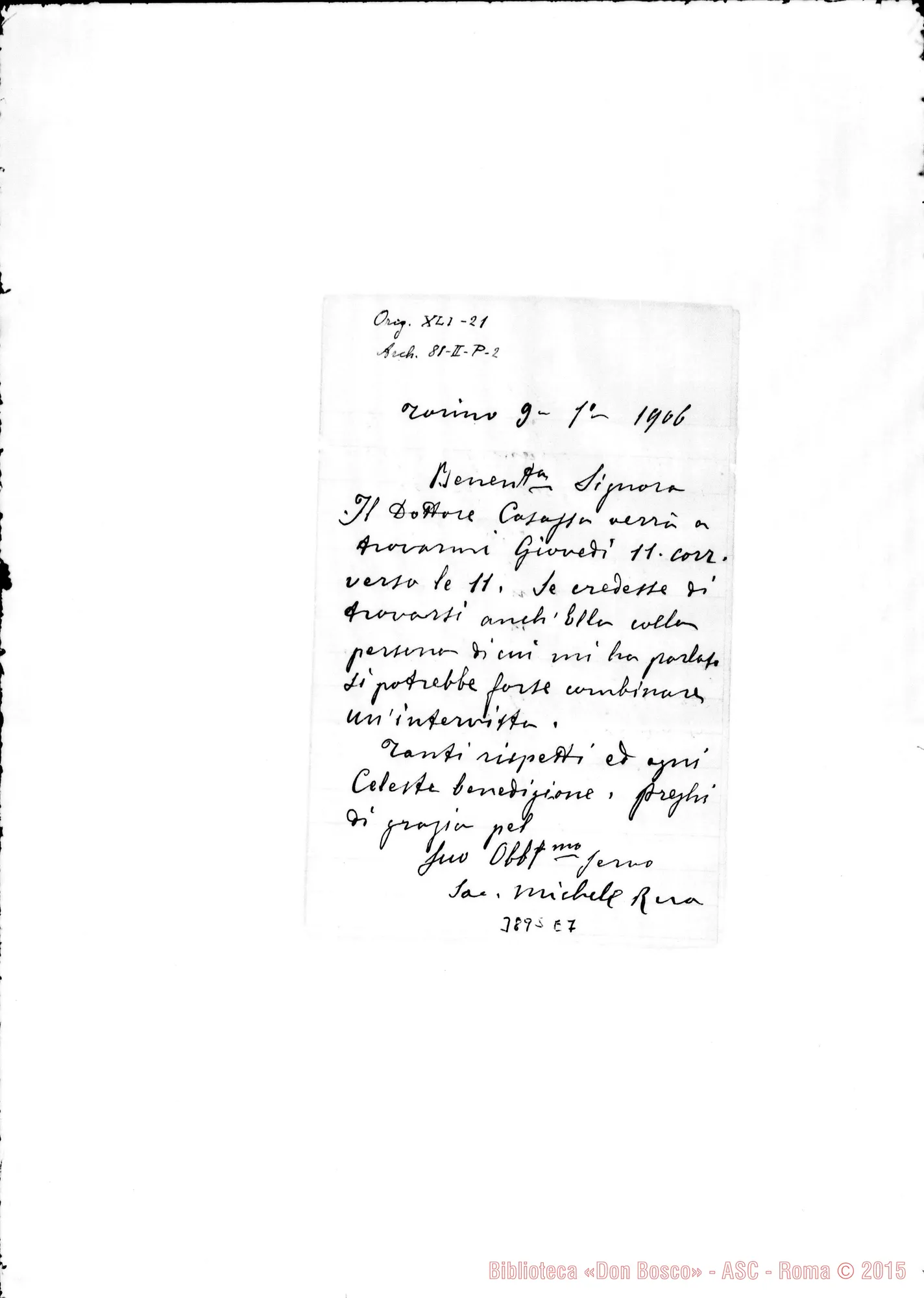 Fotogramma E 7 — Donn Clementina, sig.ra Torino, 9-01-1906