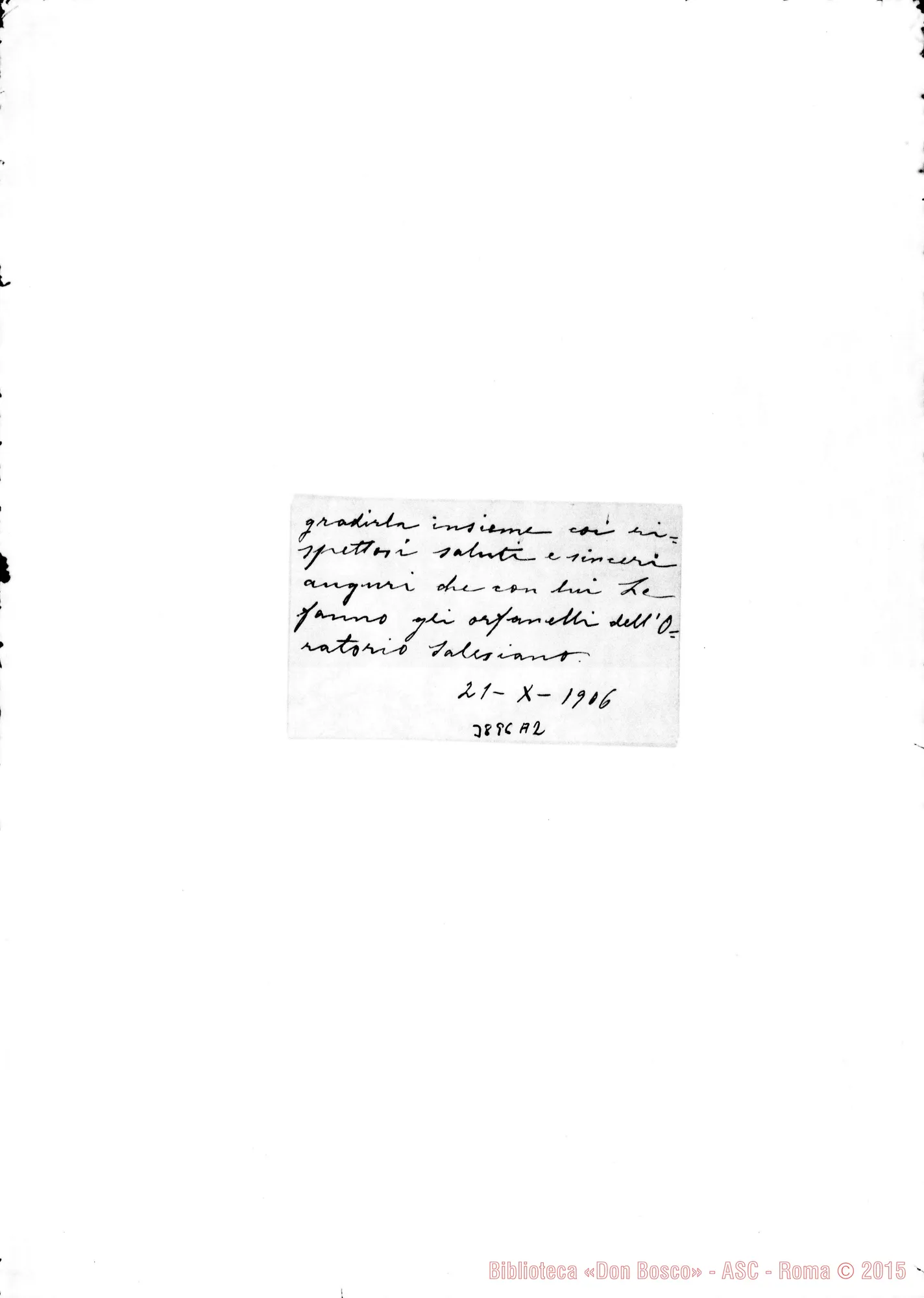 Fotogramma A 2 — « « Torino, 21-10-1906 Biglietto da visita