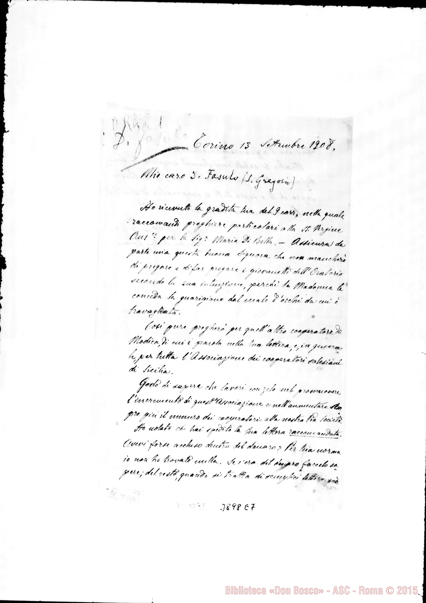 Fotogramma E 7 — Fasulo Antonio, SDB Torino, 13-09-1908
