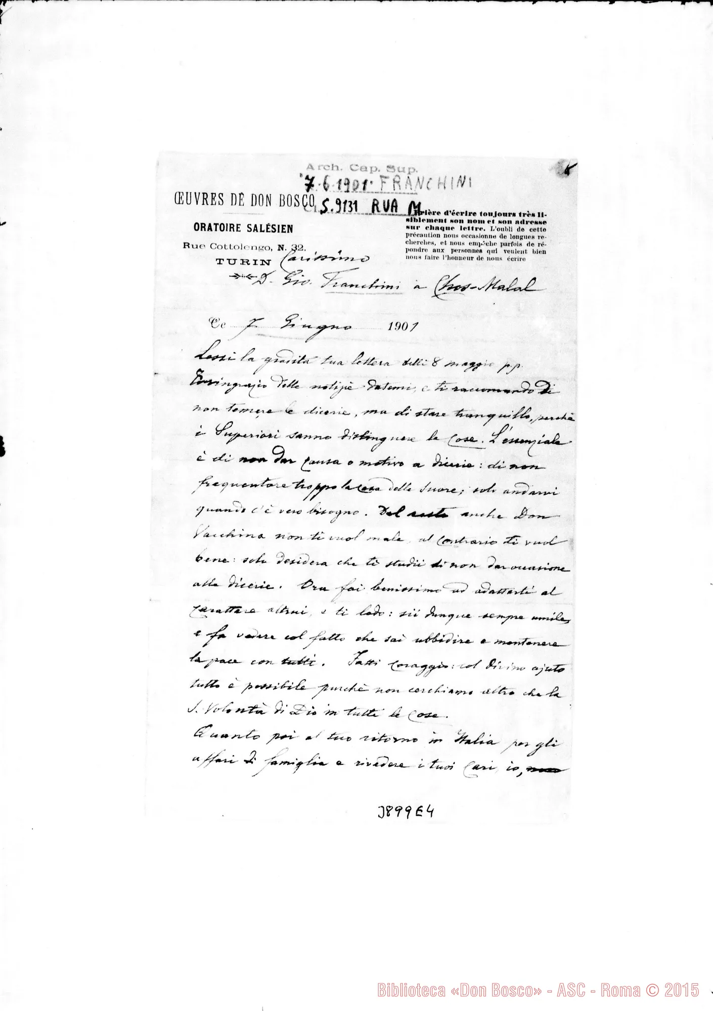 Fotogramma E 4 — Franchini Giovanni, SDB Torino, 7-06-1901
