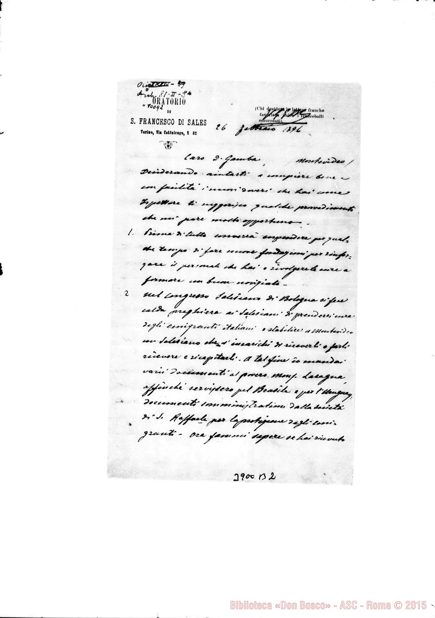 Fotogramma B 2 — Gamba Giuseppe, SDB Torino, 26-02-1896