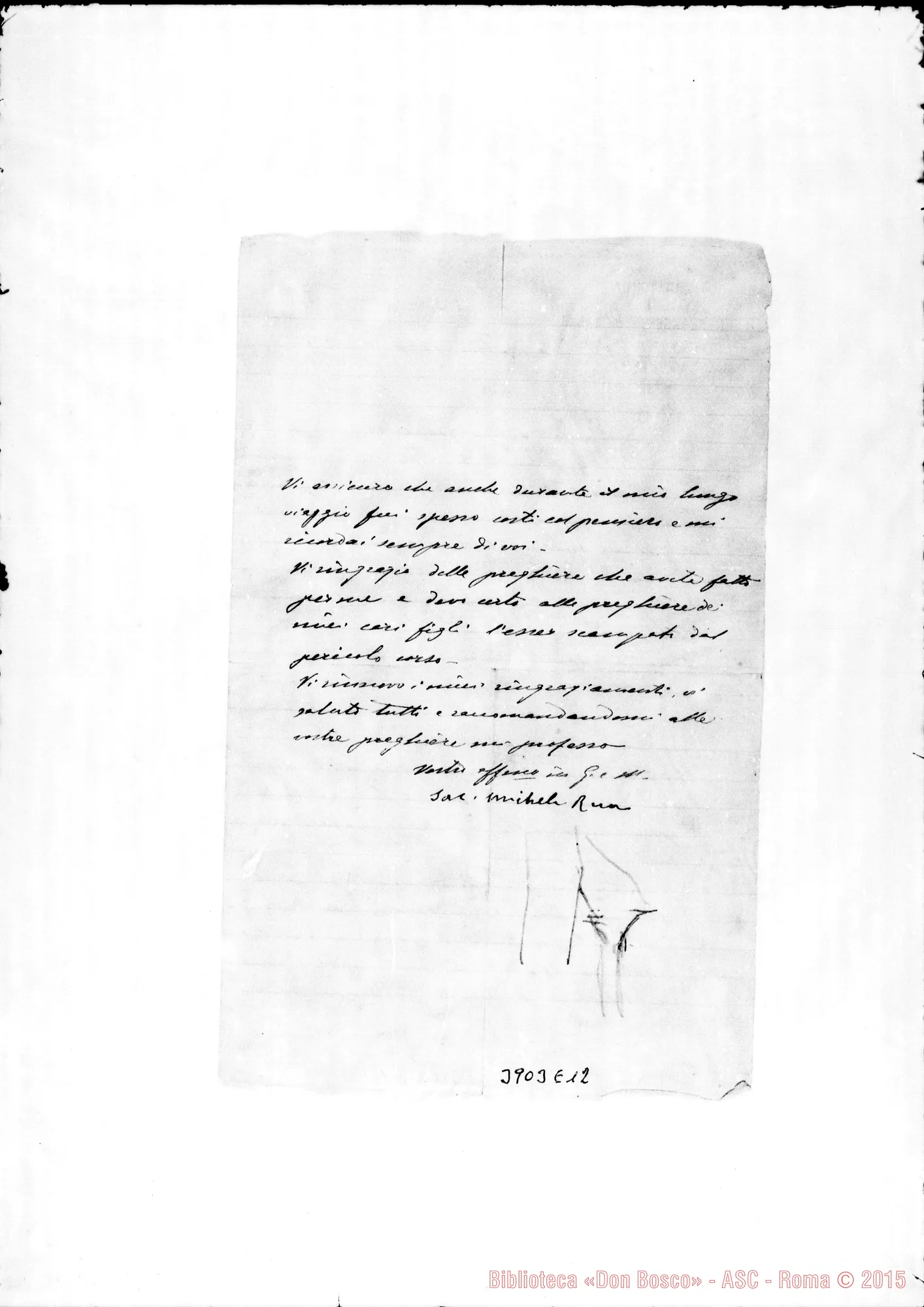 Fotogramma E 12 — Genzano: «Cari figli» Torino, 9-05-1899