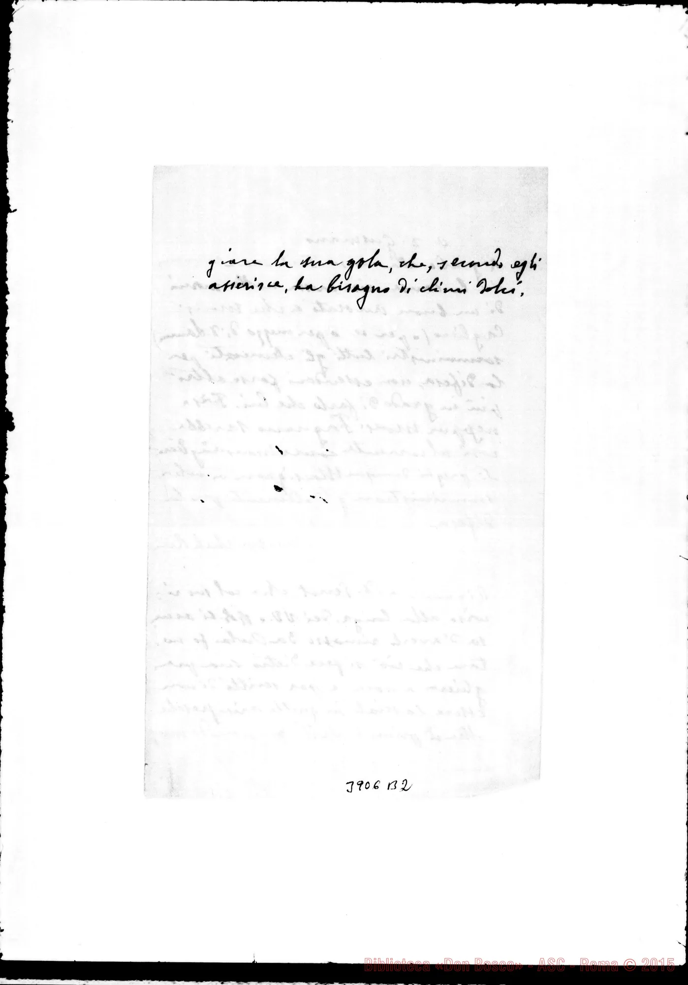 Fotogramma B 2 — « « senza data Lettera