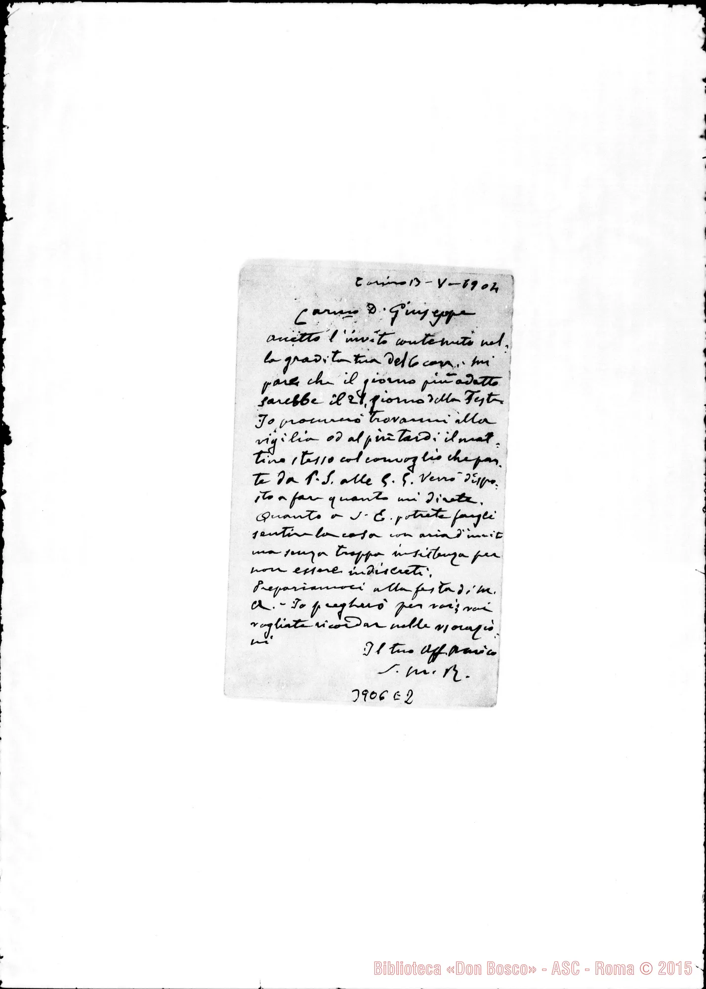 Fotogramma E 2 — « « Torino, 13-05-1904 Cartolina