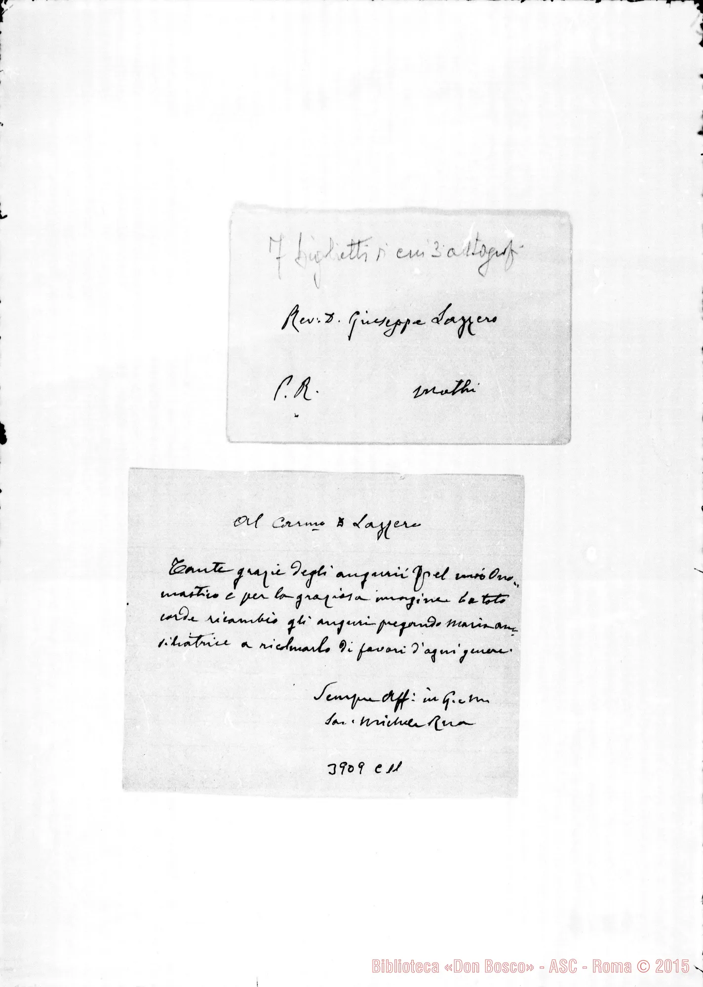 Fotogramma C 11 — « « s.l. s.d. Biglietto di D. Rua