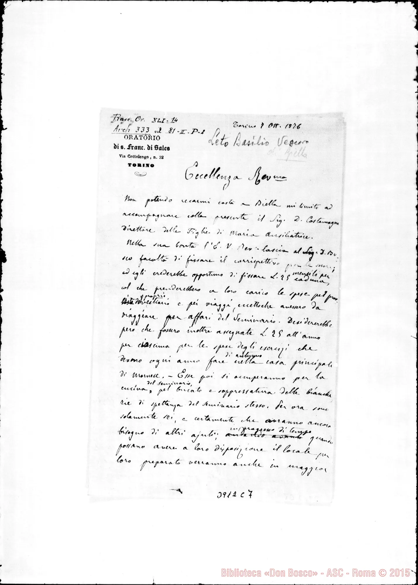 Fotogramma C 7 — Leto Basilio, vesc. Torino, 7-10-1876