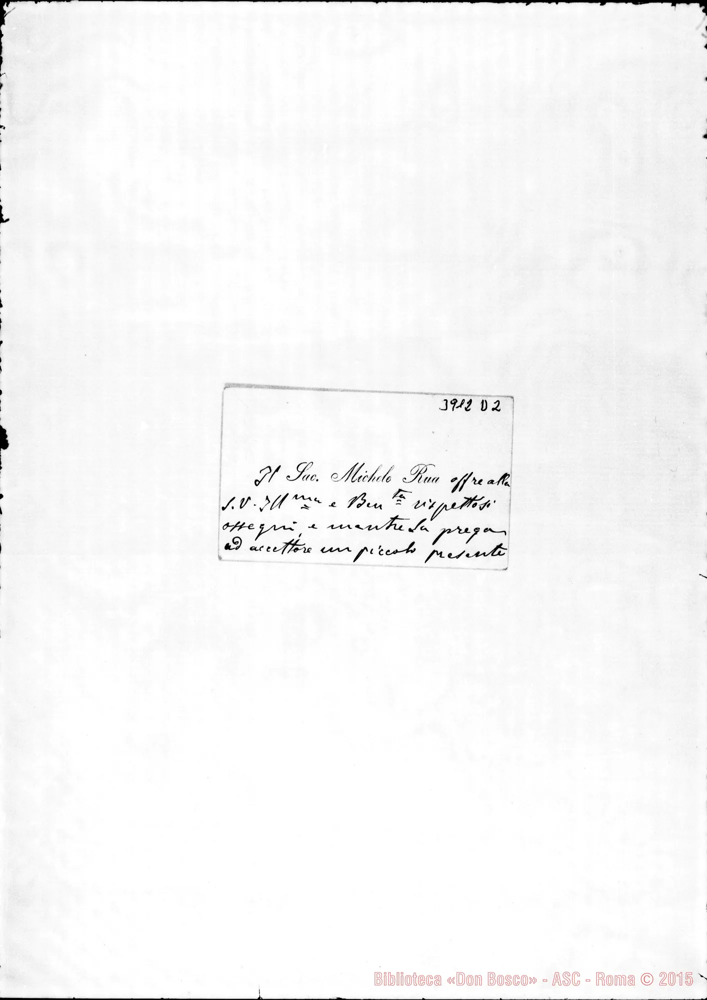 Fotogramma D 2 — « « Torino, 8-07-1898 Biglietto da visita