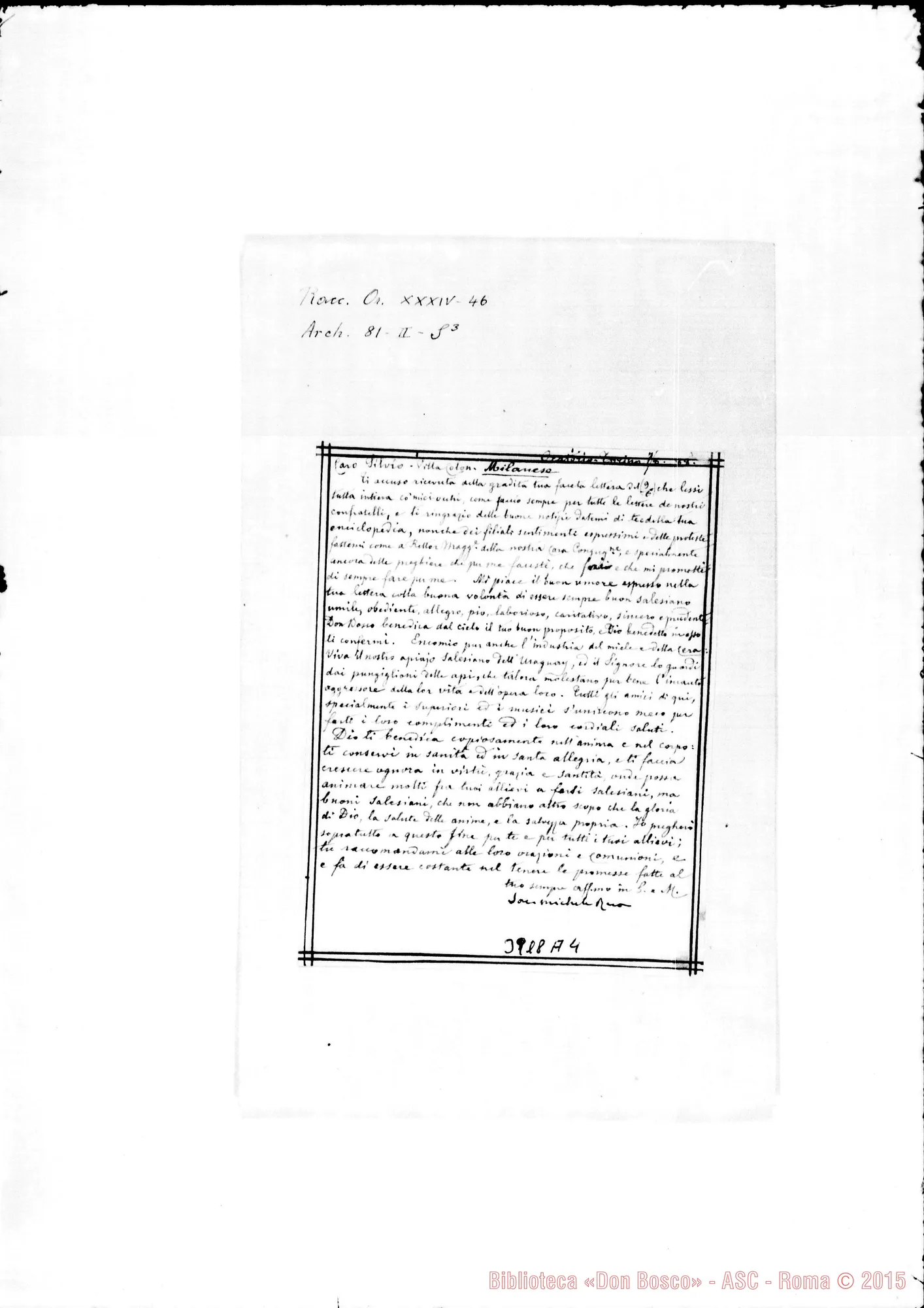 Fotogramma A 4 — Milanese Silvio, coad. SDB Torino, 7-08-1888