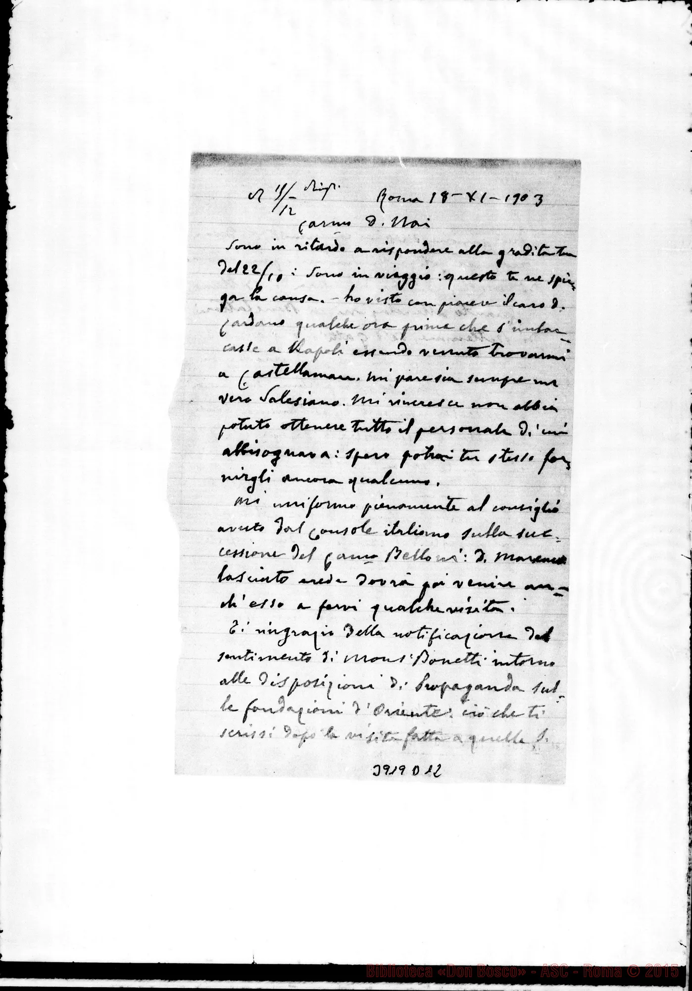 Fotogramma D 12 — « « Roma, 18-11-1903