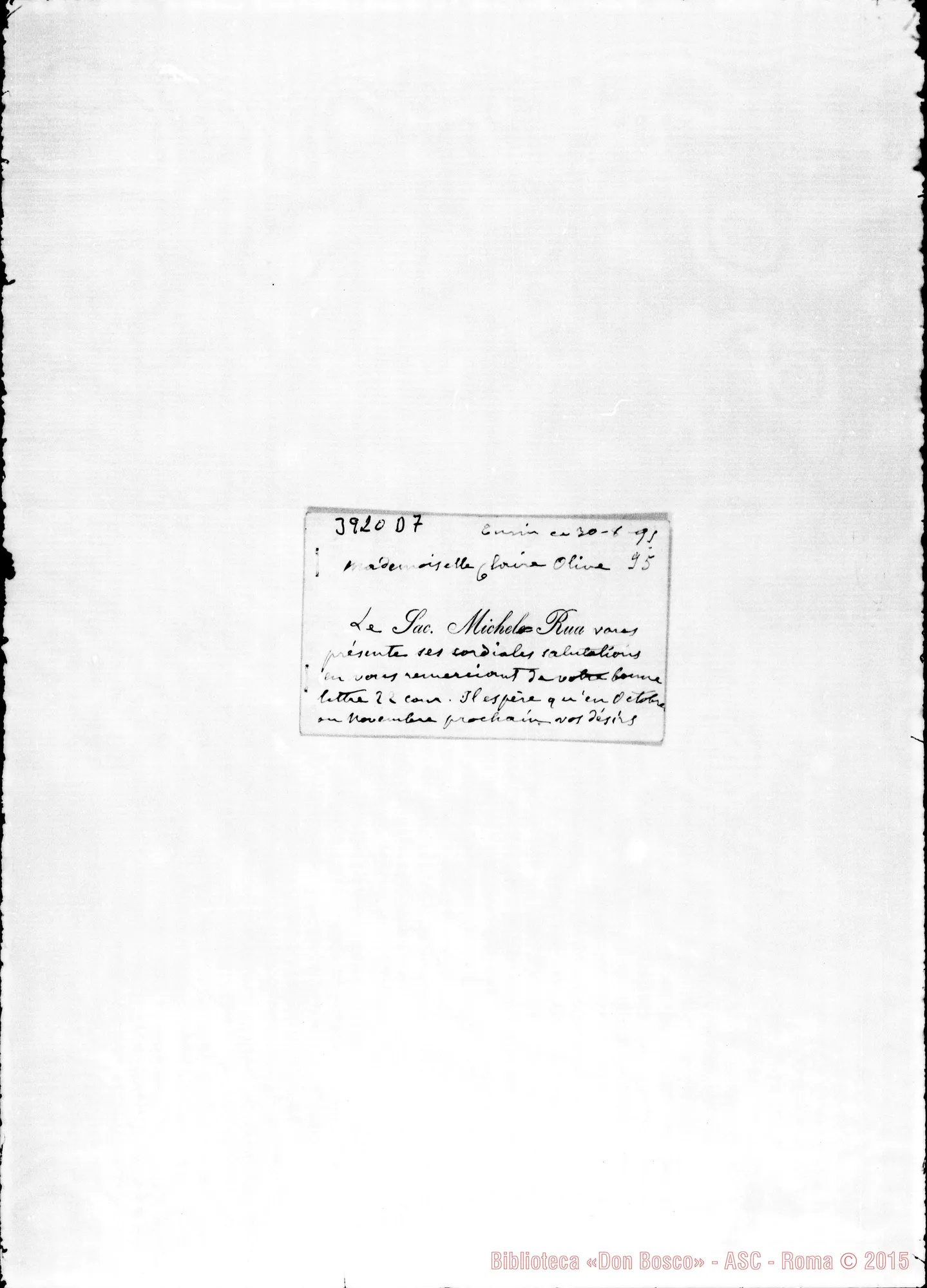 Fotogramma D 7 — « « Torino, 30-08-1895 Biglietto da visita
