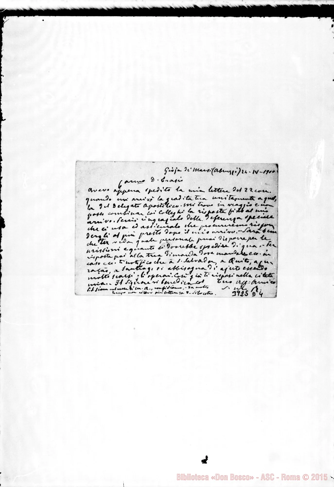 Fotogramma D 4 — « « Gioia dei Marsi, 24-04-1900 Cartolina