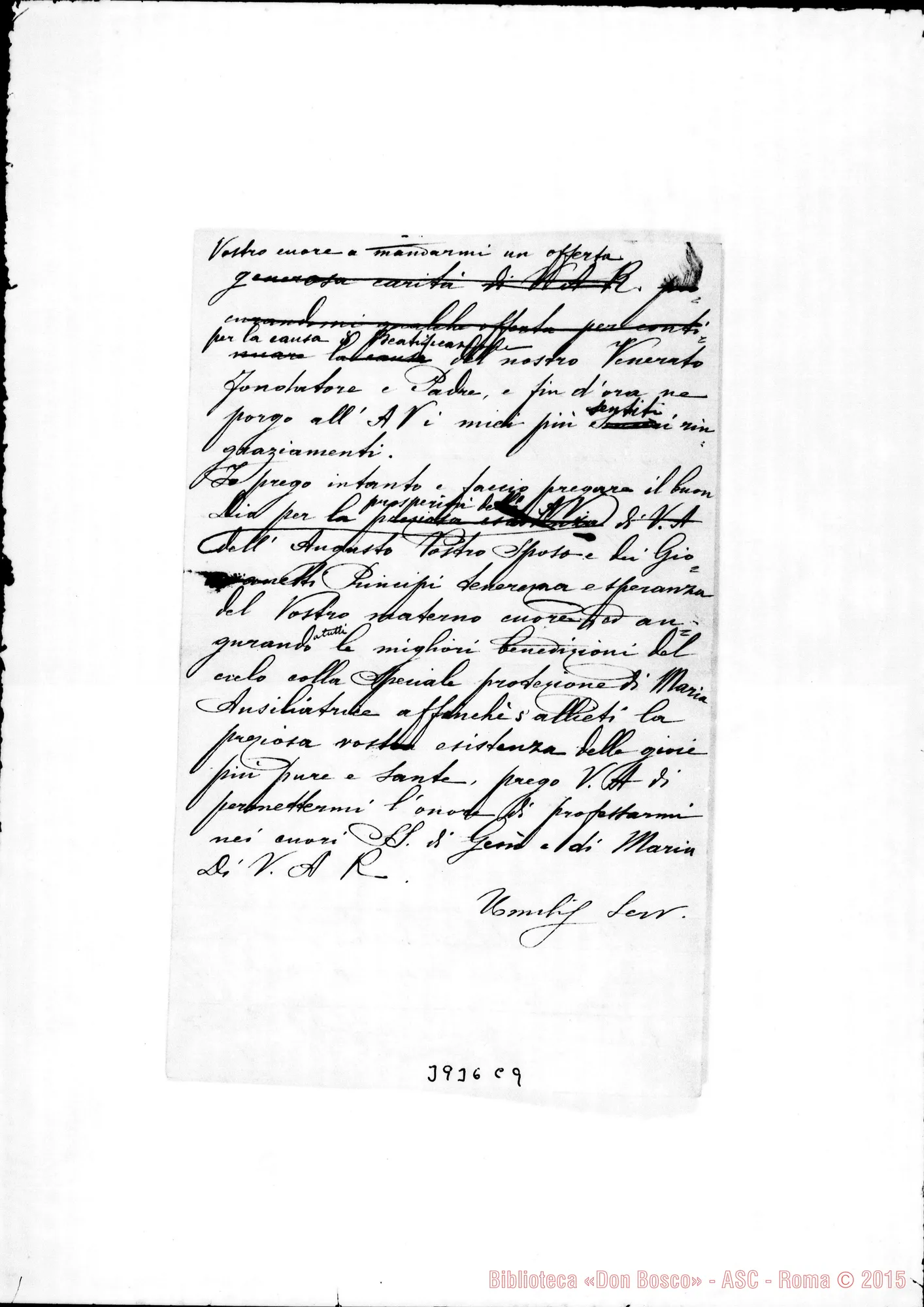 Fotogramma C 9 — Savoia Elena d’Orleans, duchessa d’Aosta Minuta senza data