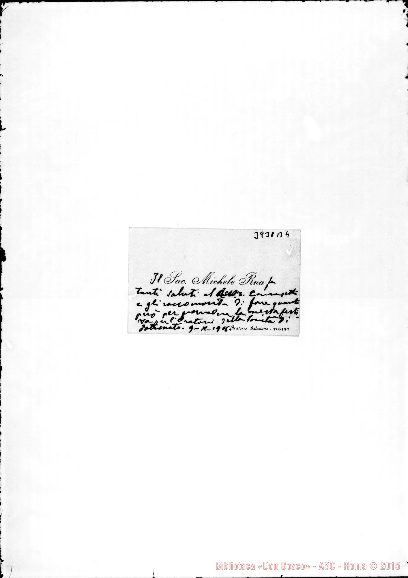 Fotogramma B 4 — « « Torino, 9-10-1906 Biglietto da visita