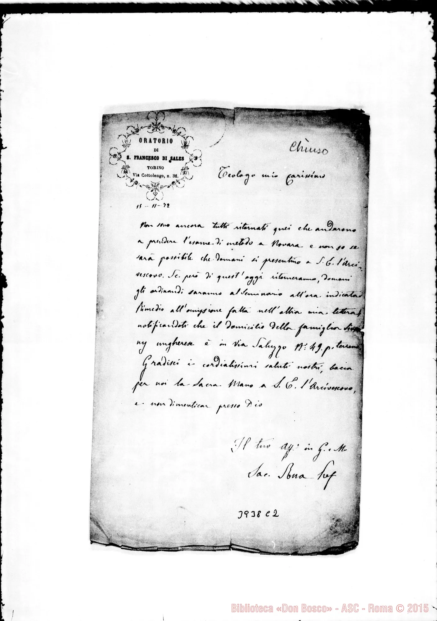 Fotogramma C 2 — Torino, Curia Arciv. Torino, 15-11-1872 (A D. Chiuso)
