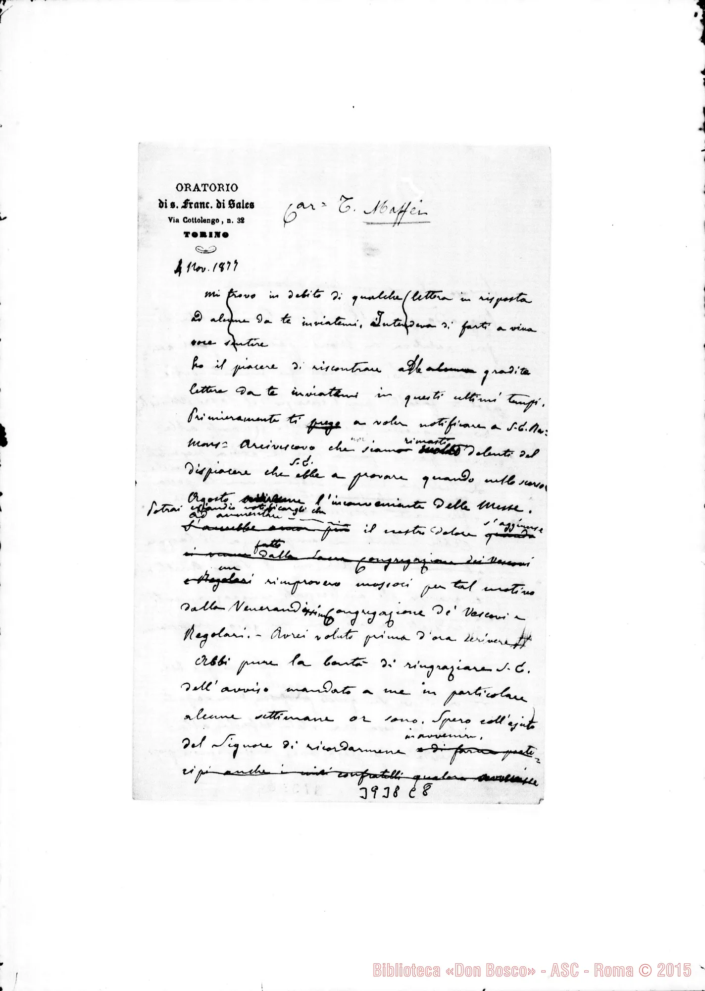 Fotogramma C 8 — « « Torino, 4-11-1877 (A D. Maffei)