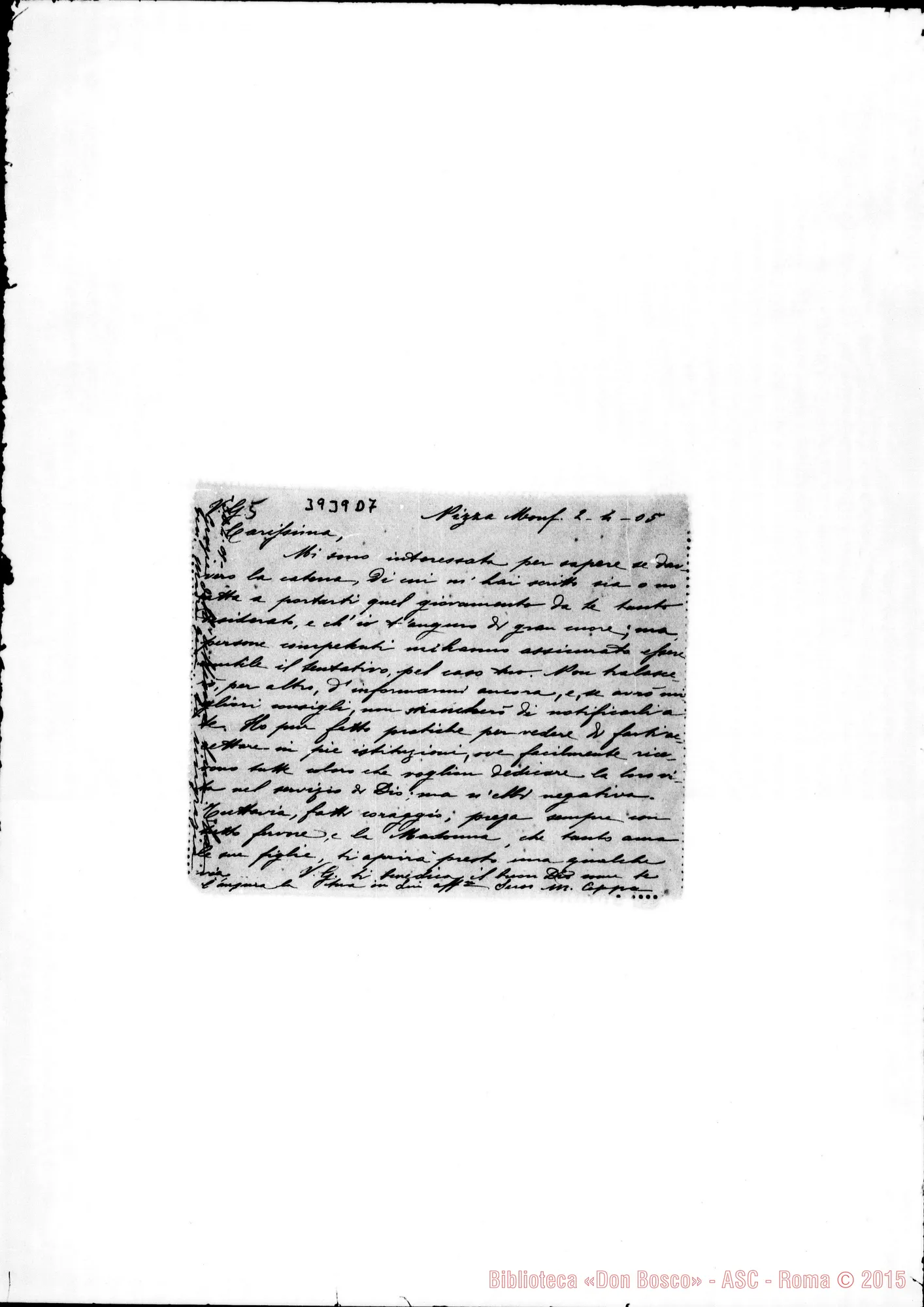 Fotogramma D 7 — « « Torino, 30-05-1908 All. due altre lettere alla stessa, non di D. Rua