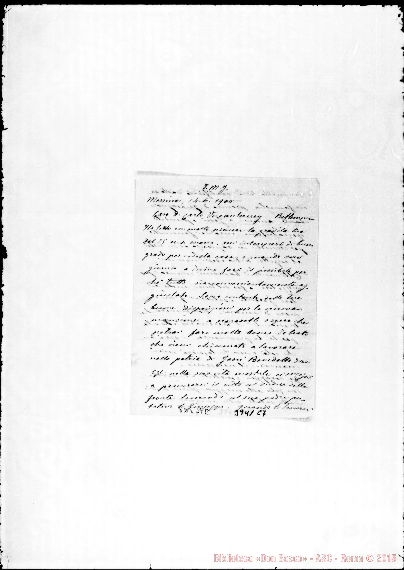 Fotogramma C 7 — Vercauteren Carlo, SDB Messina, 14-04-1900