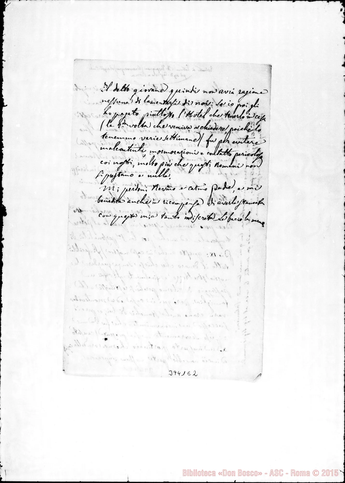 Fotogramma E 2 — Vespignani Giuseppe Estratto di lettera senza data