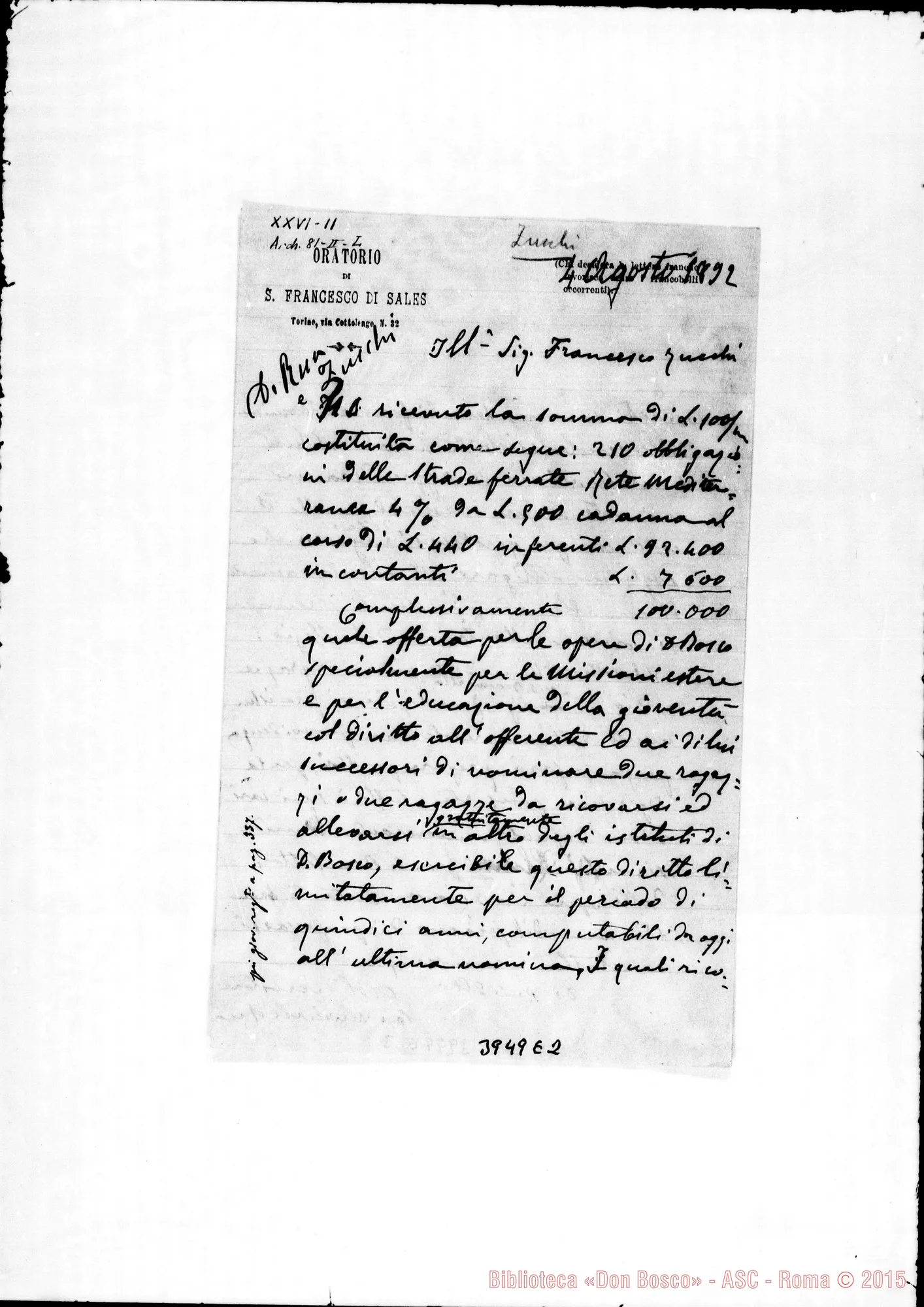 Fotogramma E 2 — Zucchi Francesco Torino, 4-08-1892