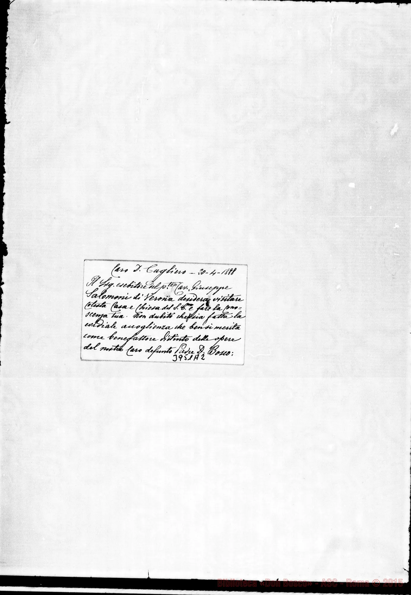 Fotogramma A 2 — « « Torino, 20-04-1888 Biglietto da visita